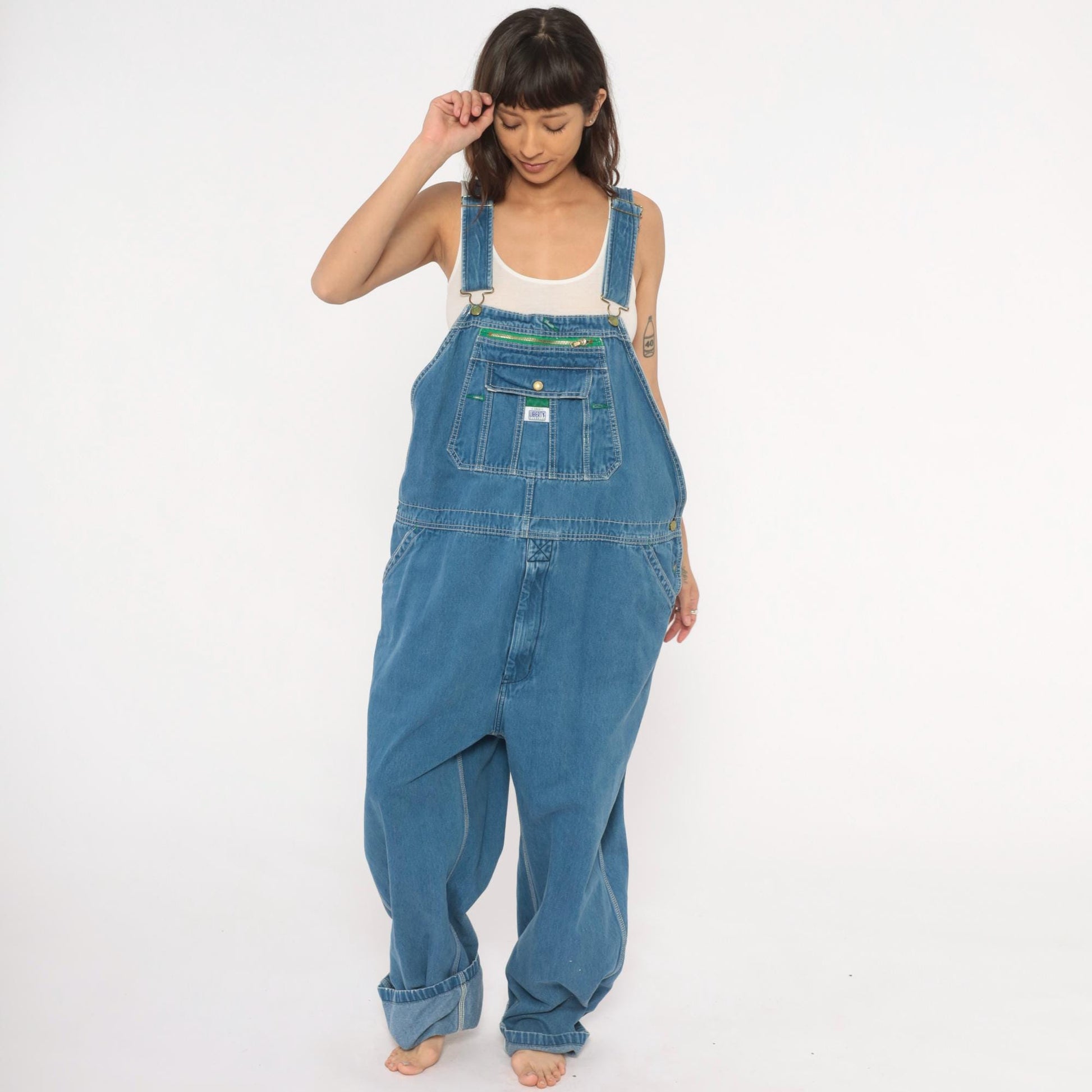 Y2K Liberty Denim Overalls Blue Bib Carpenter Workwear 44 x 30