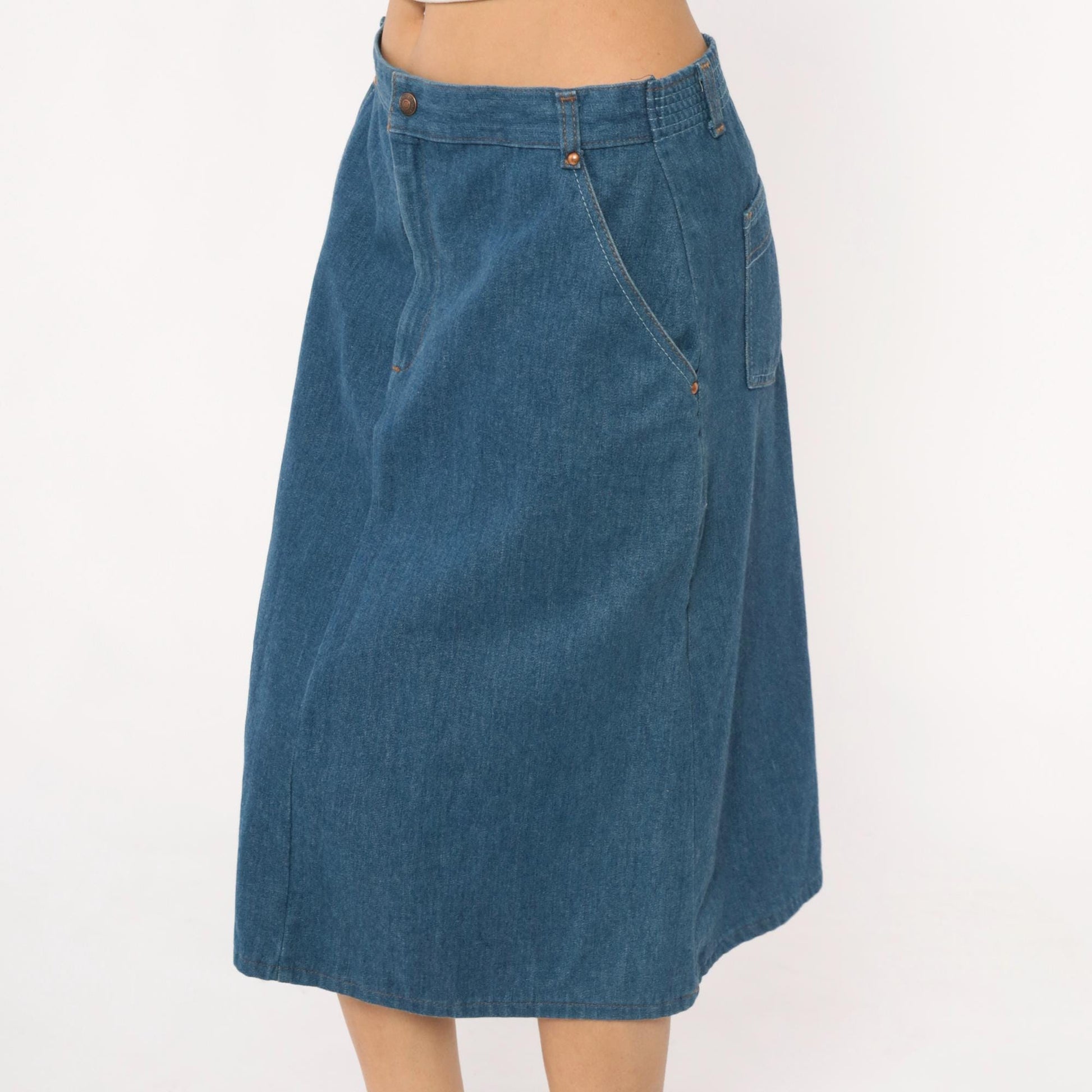 Levi's Medium Blue Denim Skirt High Waisted A-Line Medium M