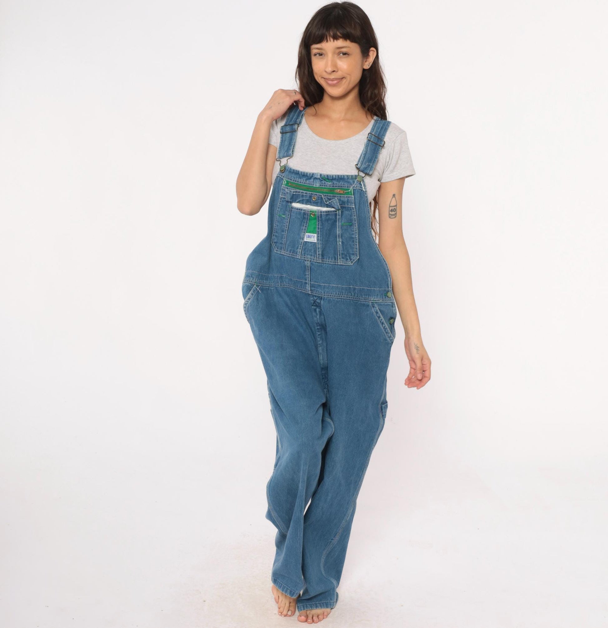 90s Liberty Overalls Medium Wash Denim Unisex Workwear Large L