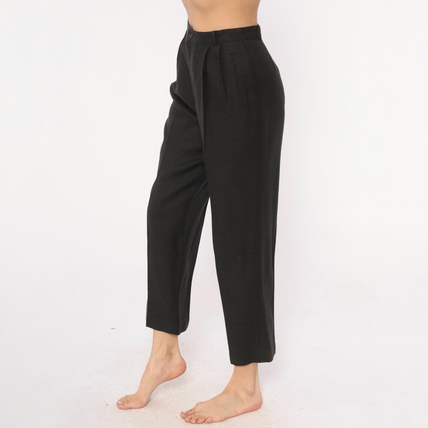80s Chelsea Campbell Wool Trousers Blue High Waisted Pleated Tapered Medium