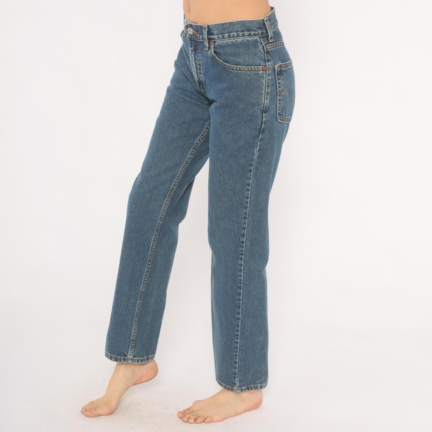 Levi's 505 Straight Leg Jeans Medium Wash High Rise Cotton Denim W30 L32