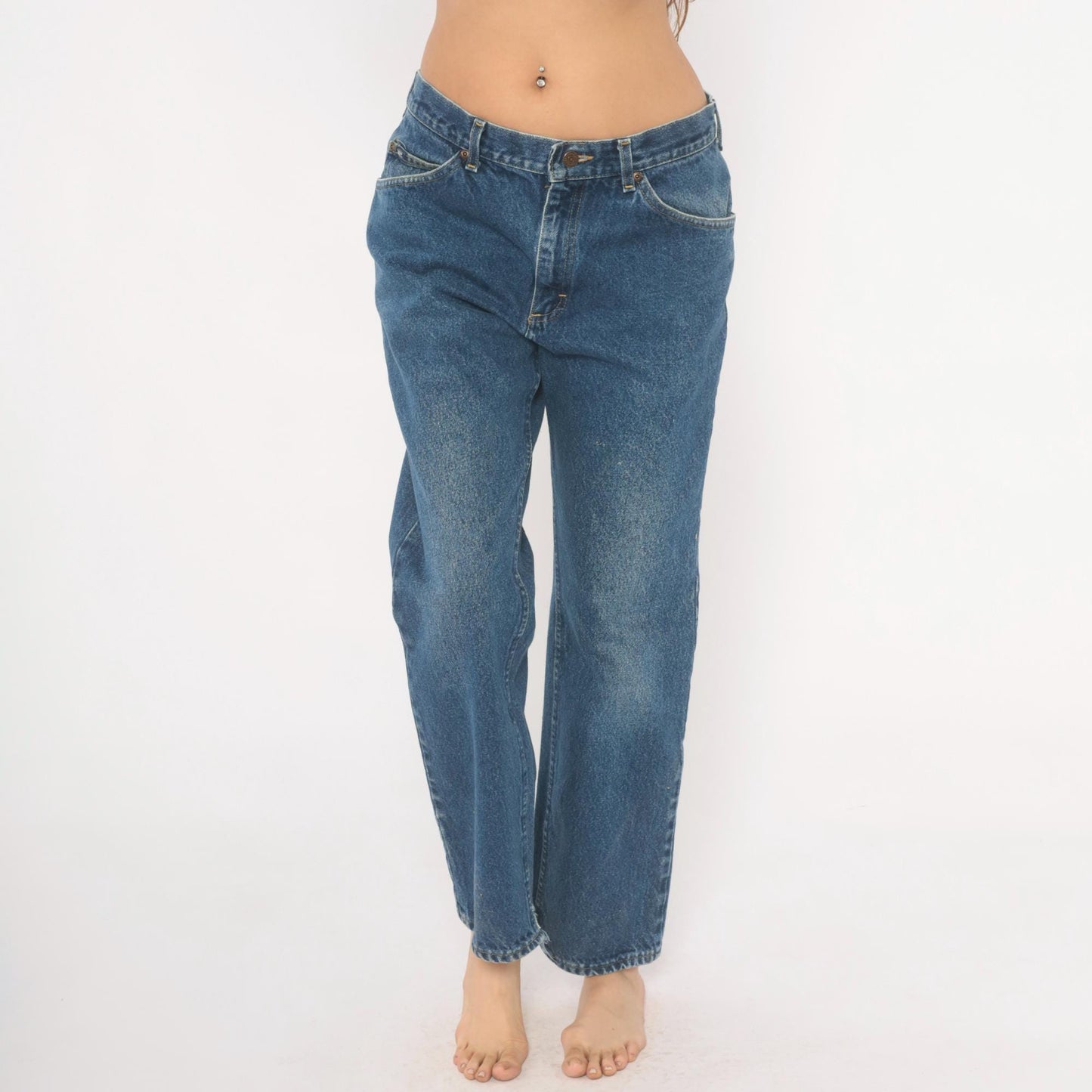 90s Lee Mom Jeans Stonewash Blue Denim Straight Leg Mid Rise Medium 33
