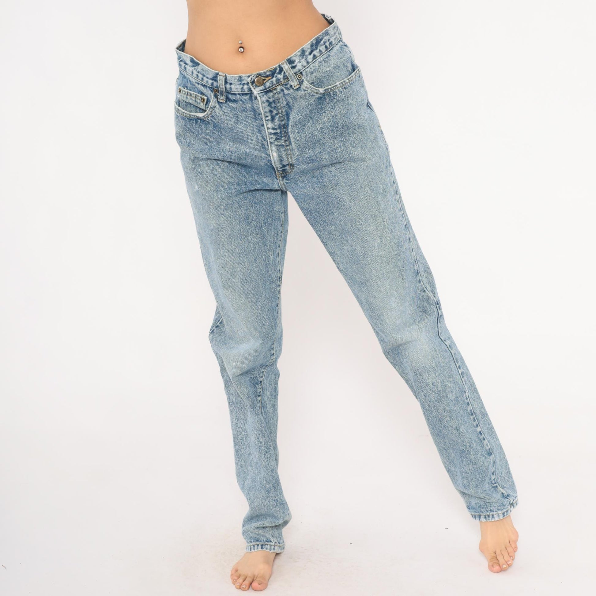 90s Georges Marciano Guess Acid Wash High Waisted Mom Jeans Blue 34