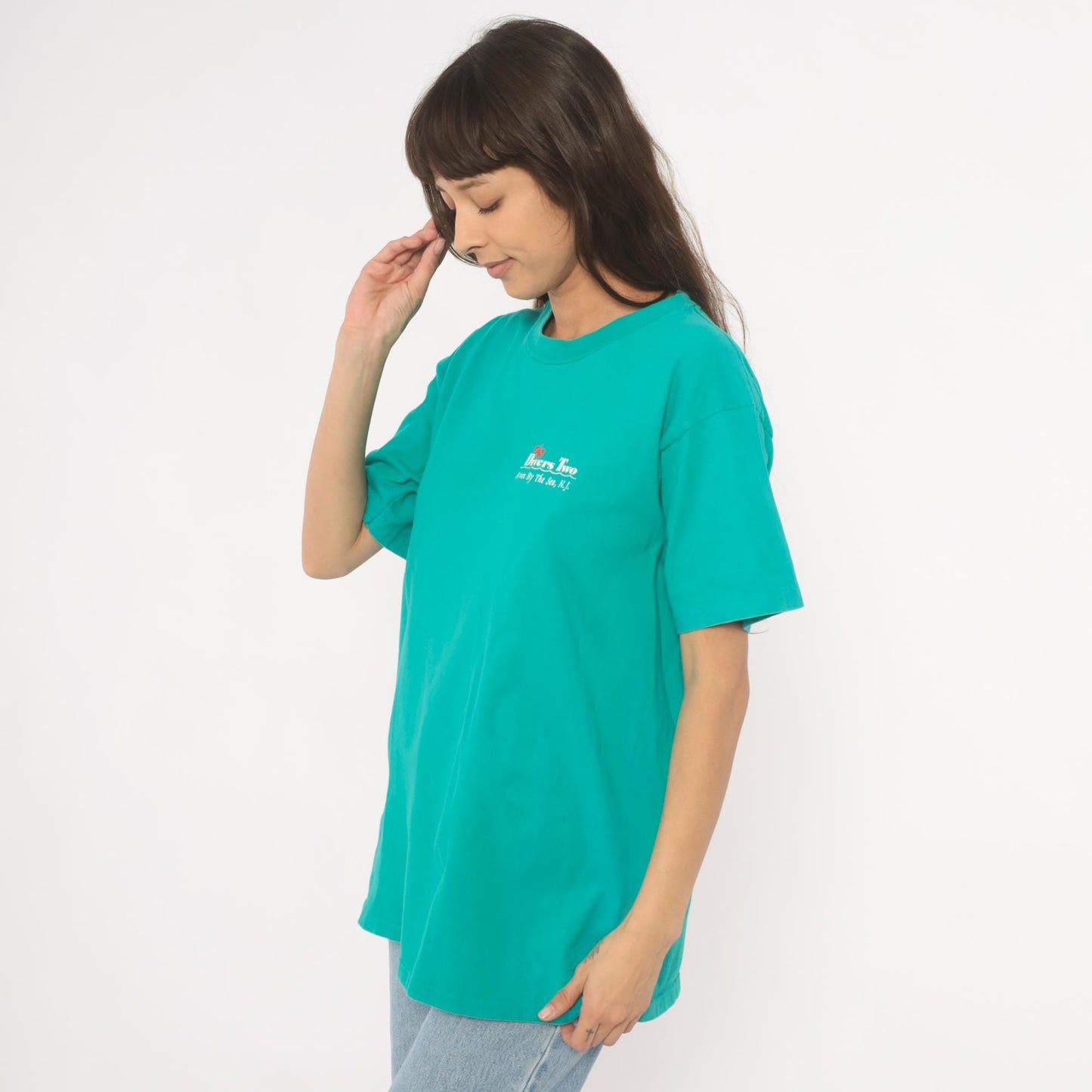 90s Divers Two Scuba Graphic T-Shirt Teal New Jersey Cotton Extra Large XL
