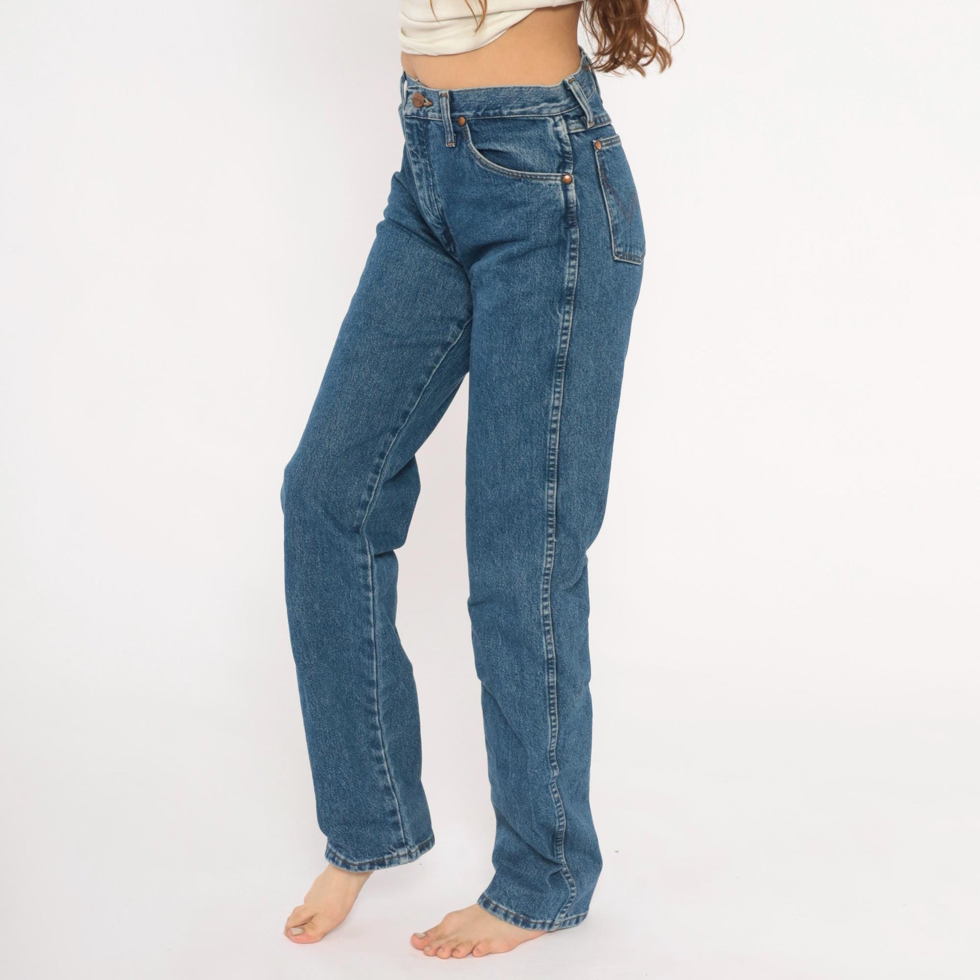 90s Wrangler High Rise Straight Leg Jeans Medium Wash Denim Small