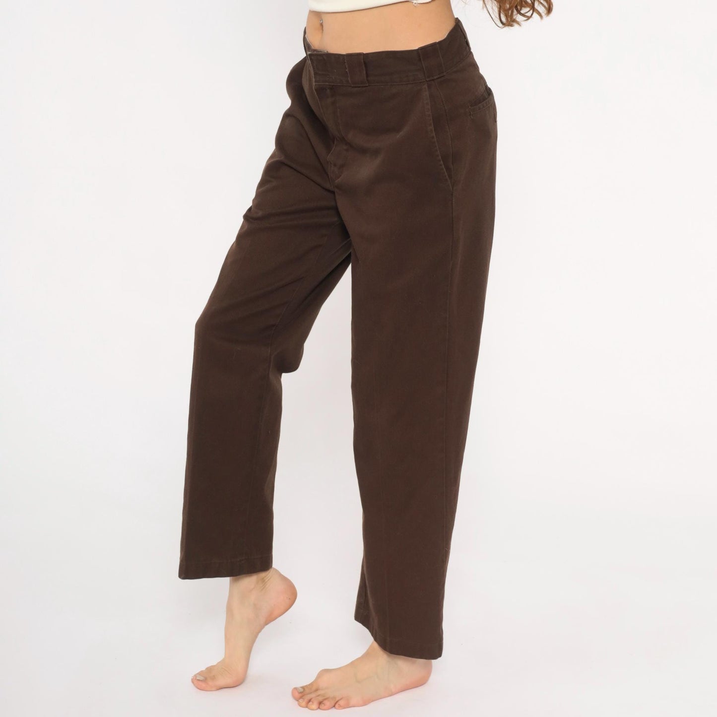 Y2K Dickies 874 Work Pants Brown Straight Leg Chino Trousers Medium 32