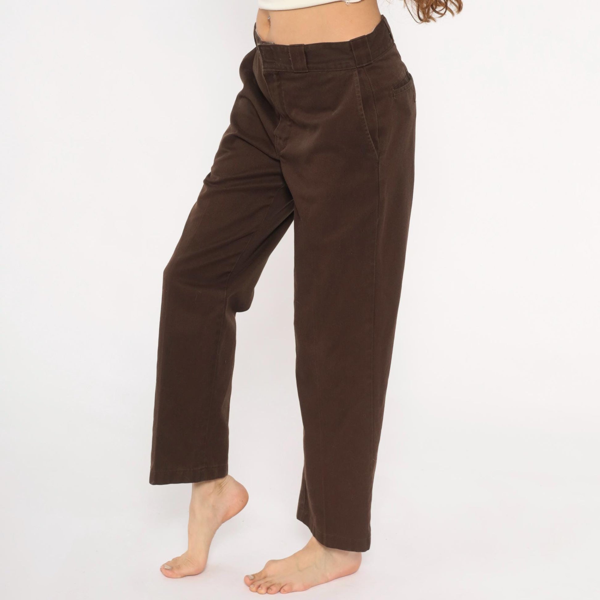 Y2K Dickies 874 Work Pants Brown Straight Leg Chino Trousers Medium 32