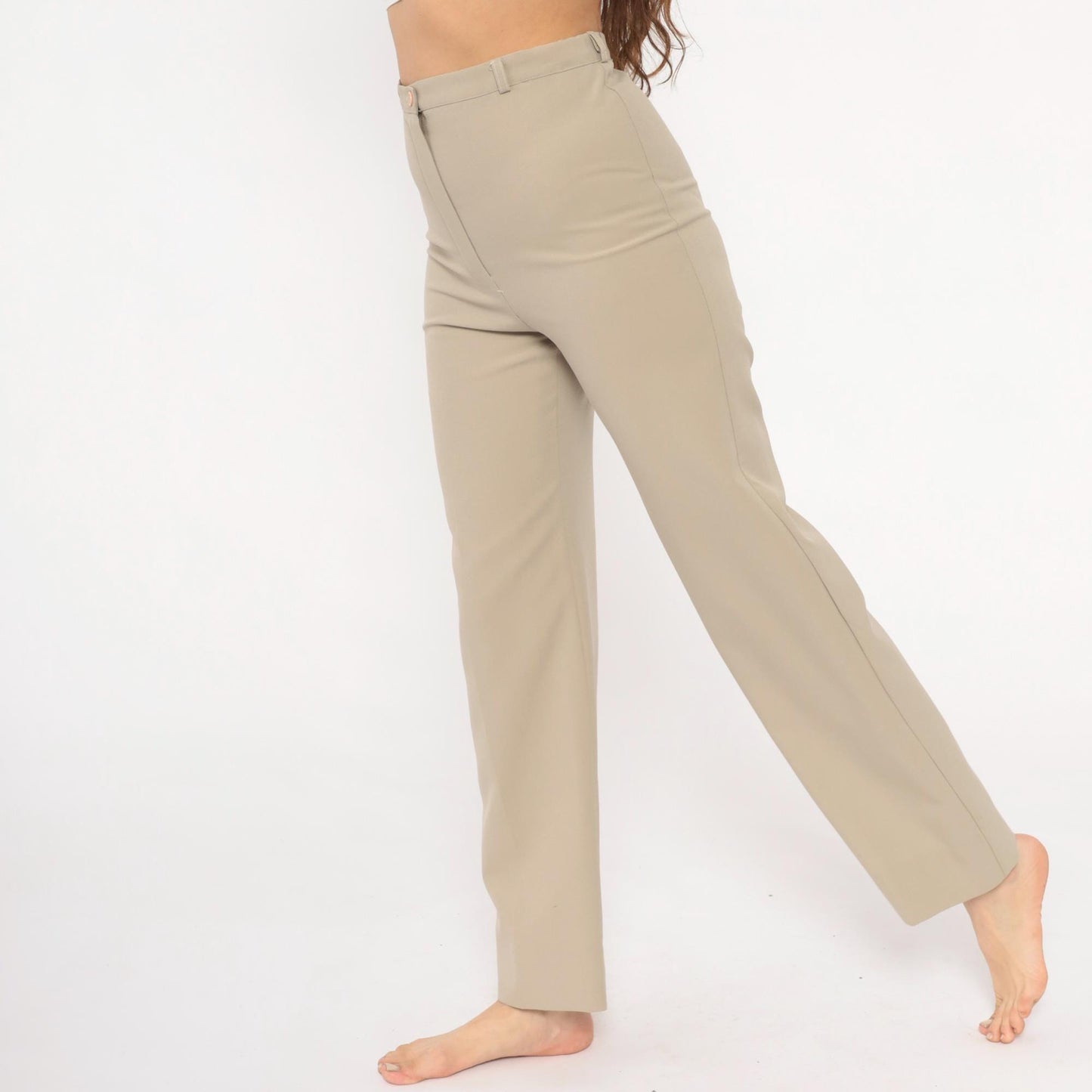 70s Rrrruss Tan Wide Leg Trousers High Waisted Straight Leg Small S