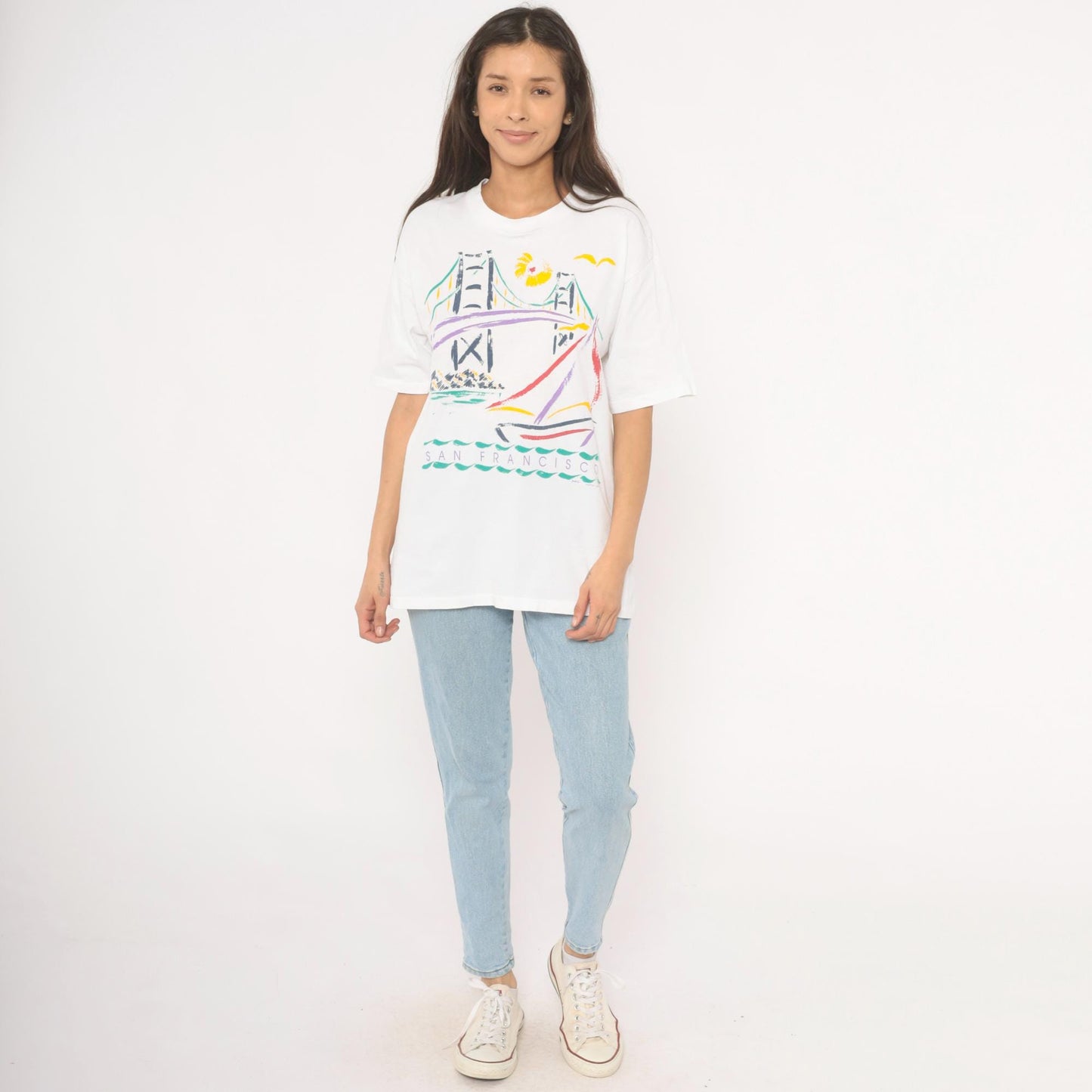 90s San Francisco Golden Gate Bridge Graphic Tee Cotton Unisex Large
