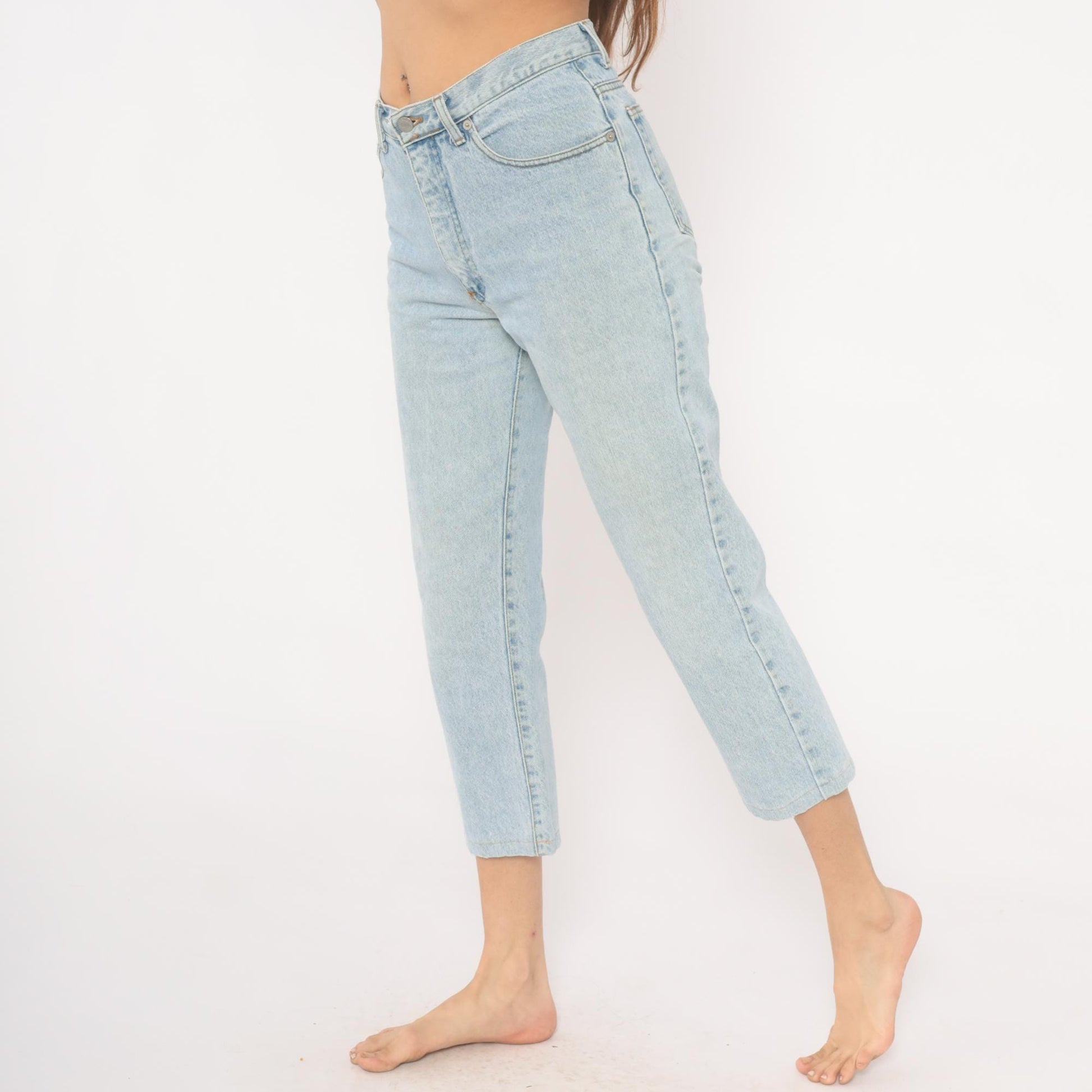 90s Guess Jeans Light Wash High Waisted Straight Leg Crop Denim W30 L30