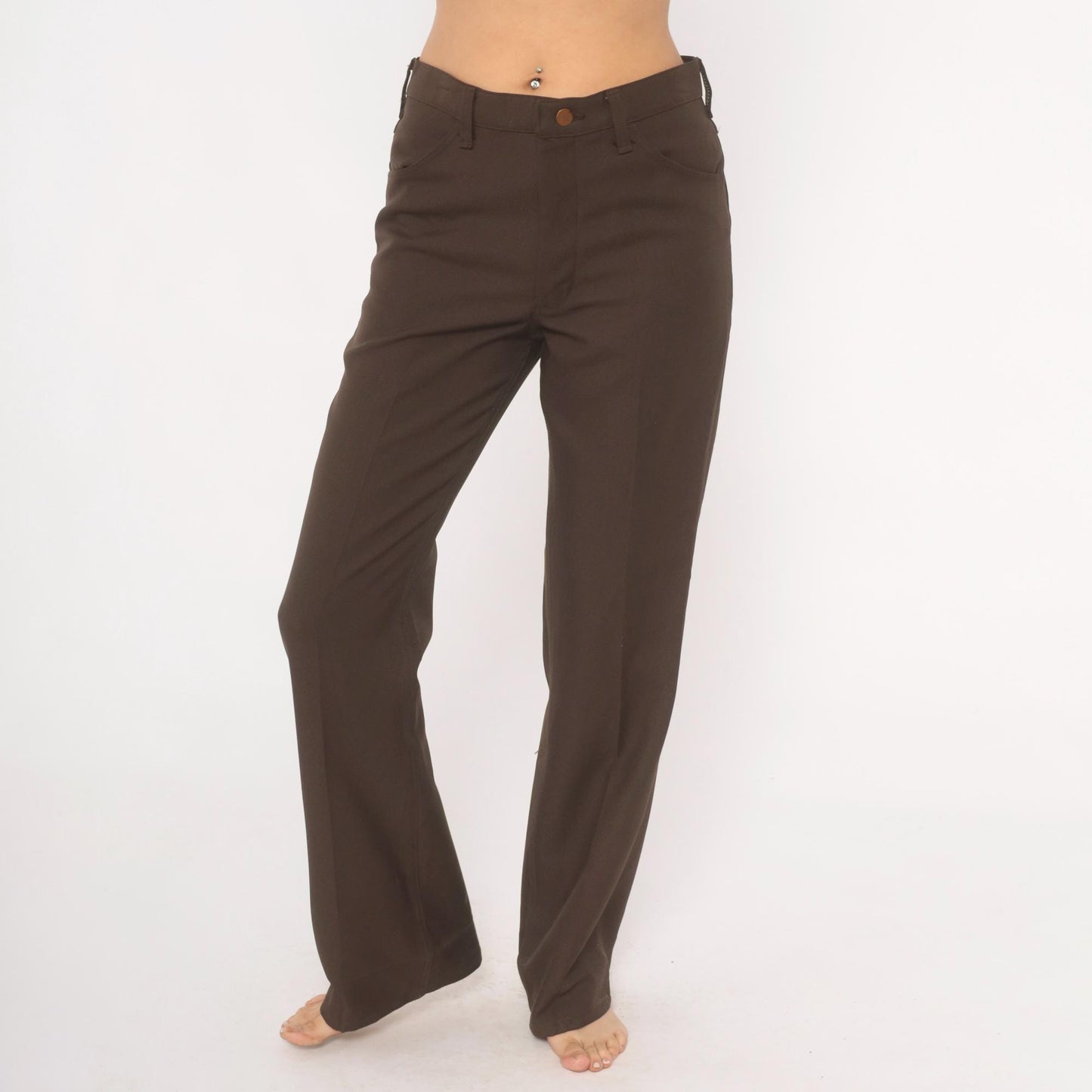 70s Wrangler Brown Straight Leg Trousers High Waist Western Five Pocket 32x32