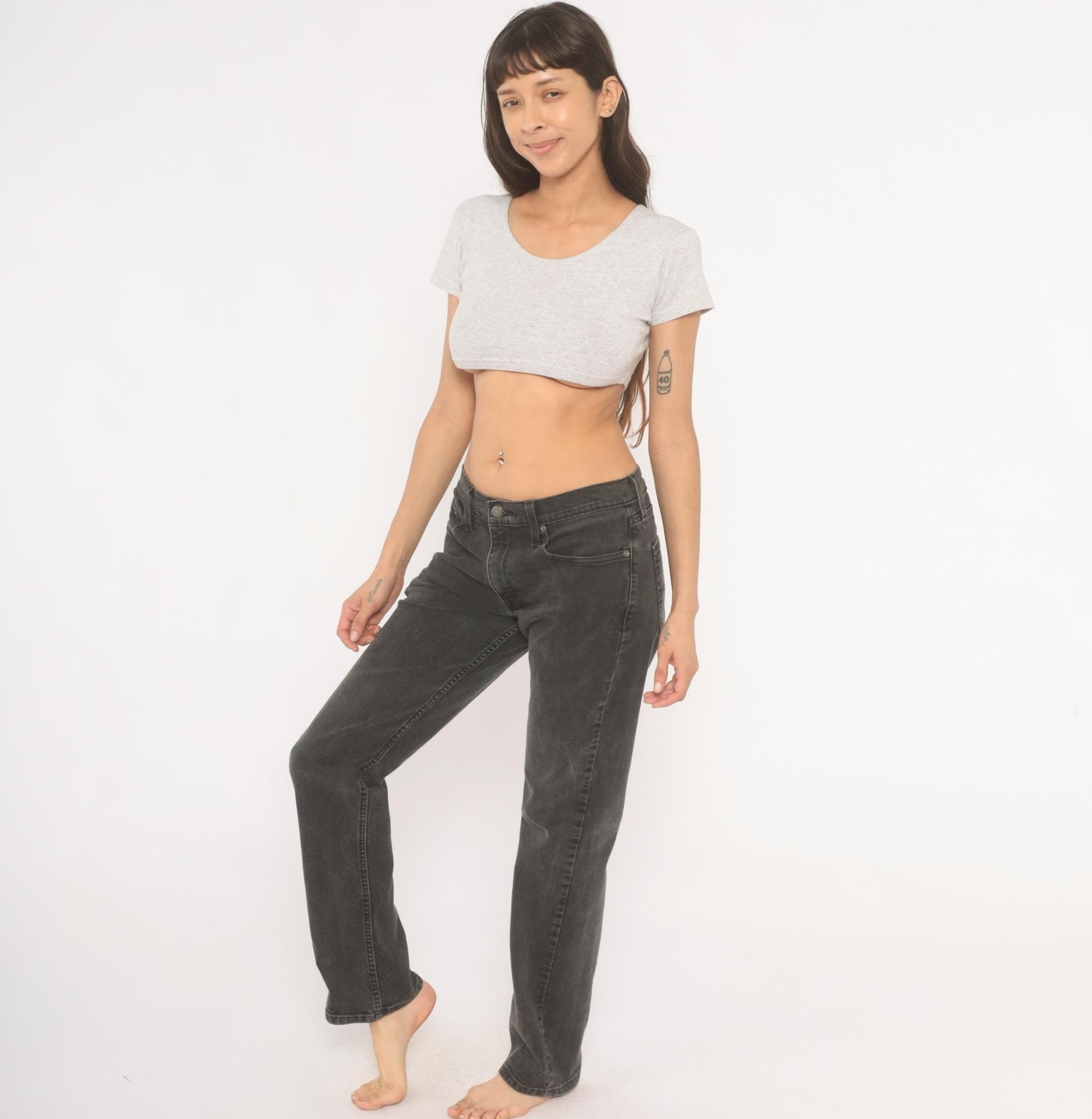 Levi's 514 Straight Leg Jeans Faded Black Charcoal Wash Denim W32 L34