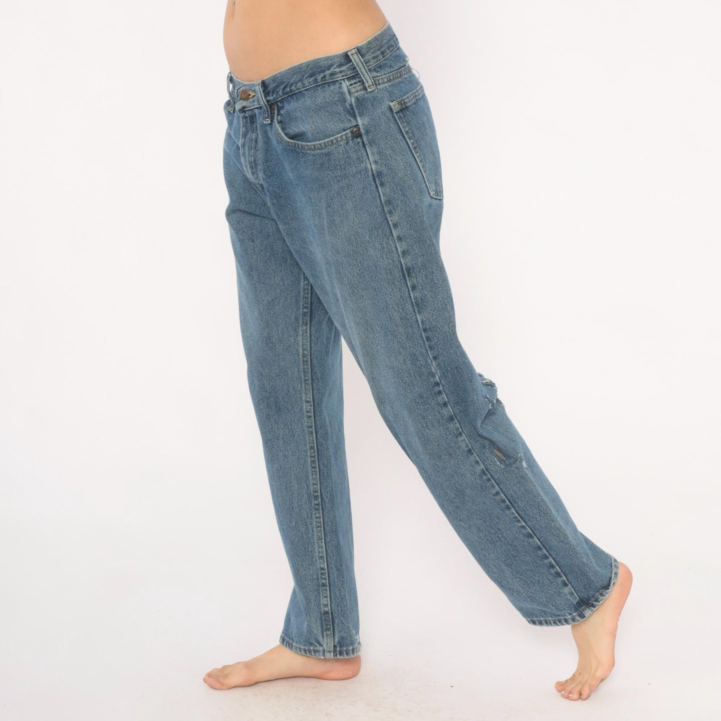 Wrangler Straight Leg Jeans 2000s Medium Wash Distressed Denim 33x30