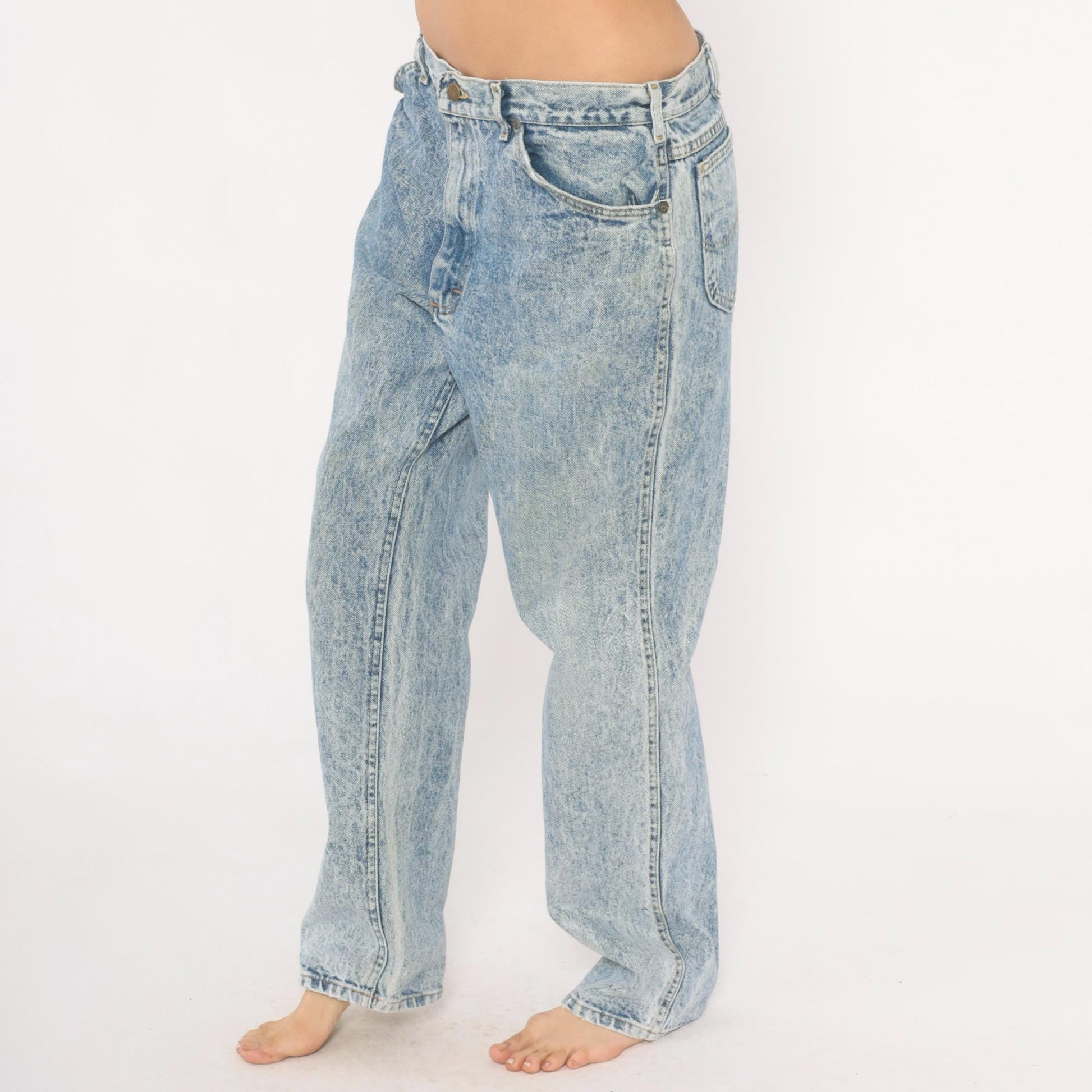 90s Lee Acid Wash Jeans Straight Leg Light Blue Stone Washed 38x32
