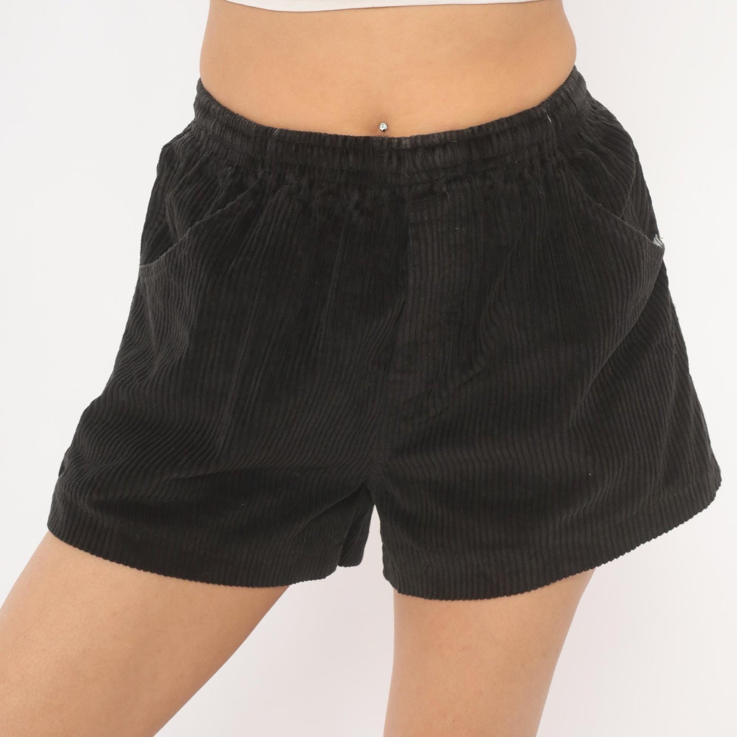 90s Riggers Hawaii Black Corduroy Shorts High-Waist Relaxed Fit Extra Small XS