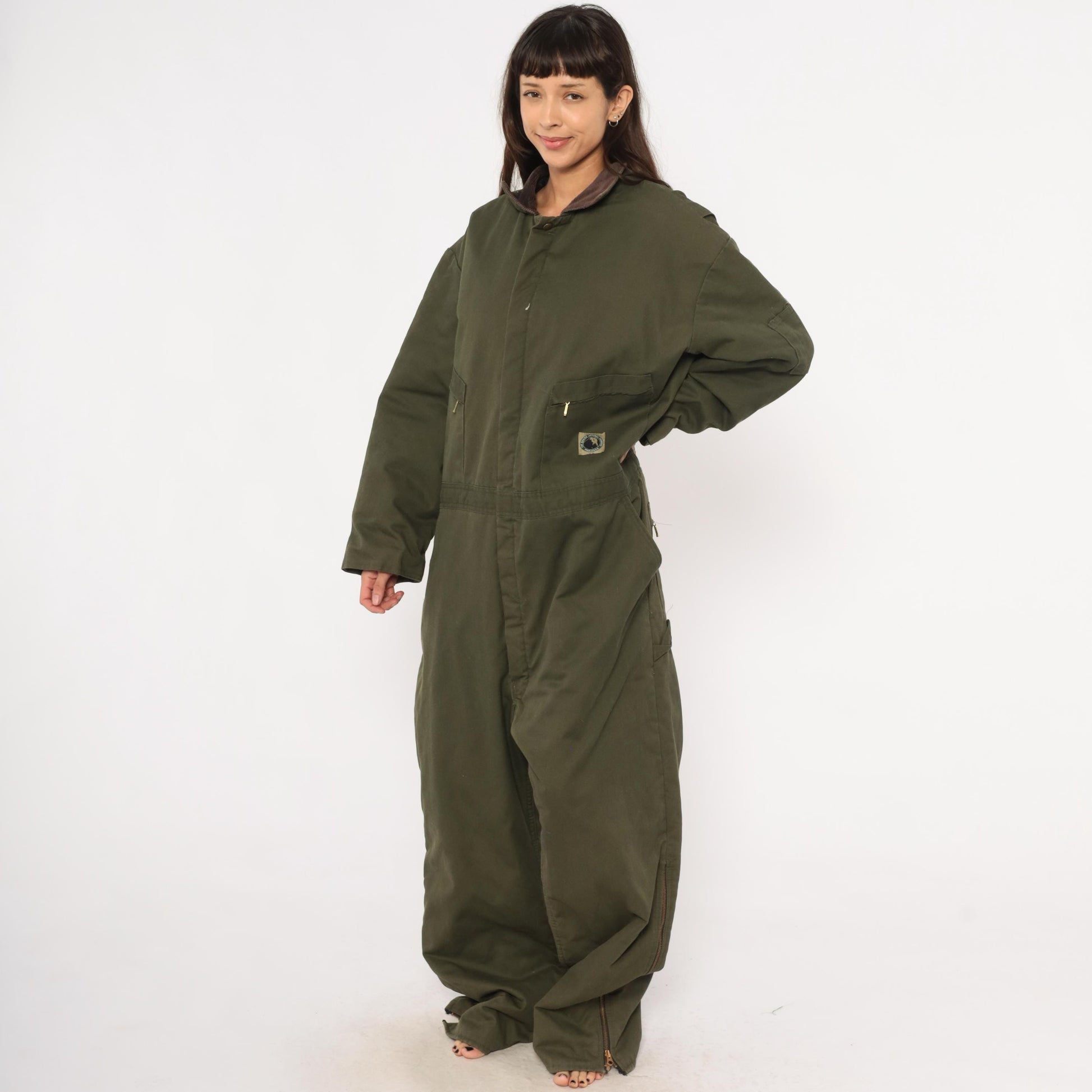 2000s Berne Apparel Olive Insulated Coveralls Brown Corduroy Collar Plus Size 3XL