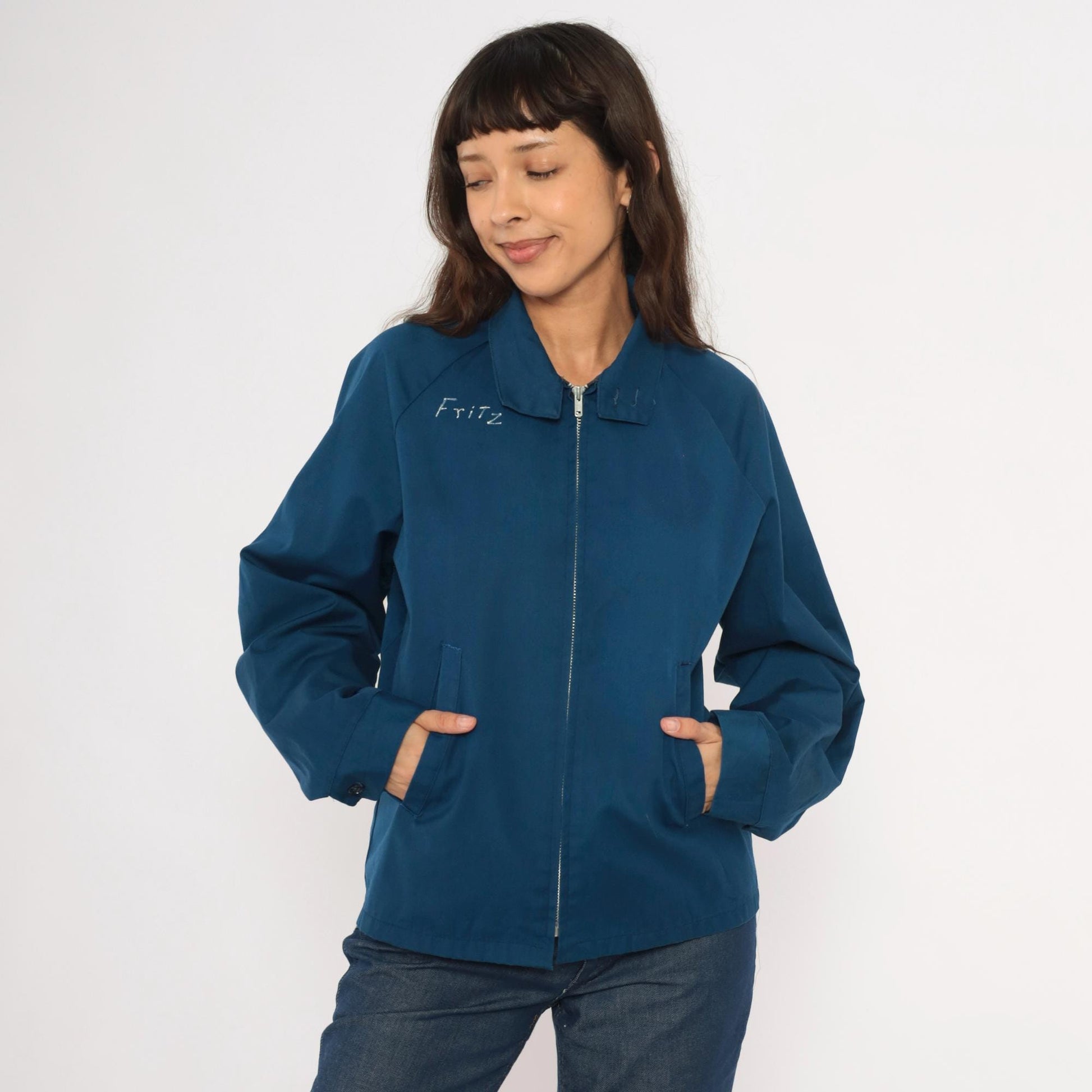 80s Sports Master Colorado Unit Windbreaker Navy Zip Jacket Bighorn Ram Medium