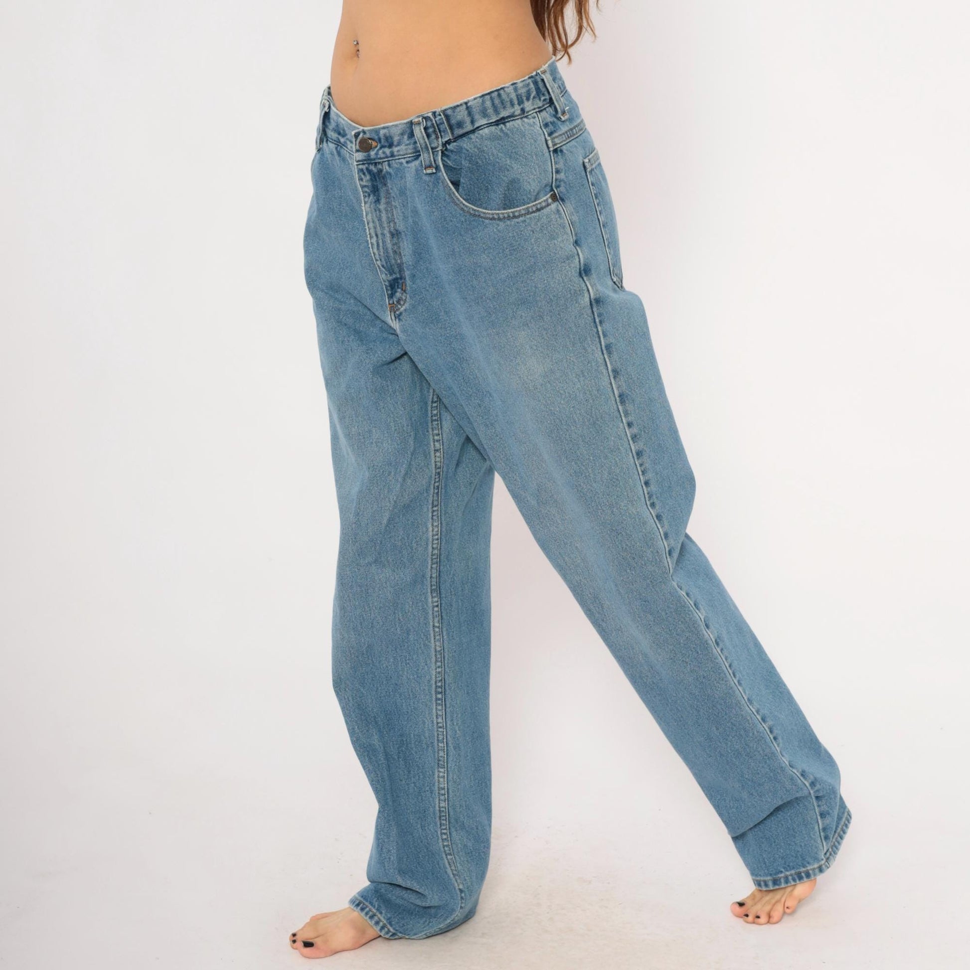 90s L.L. Bean Light Wash Straight Leg Jeans Cotton Mid Rise 34x34