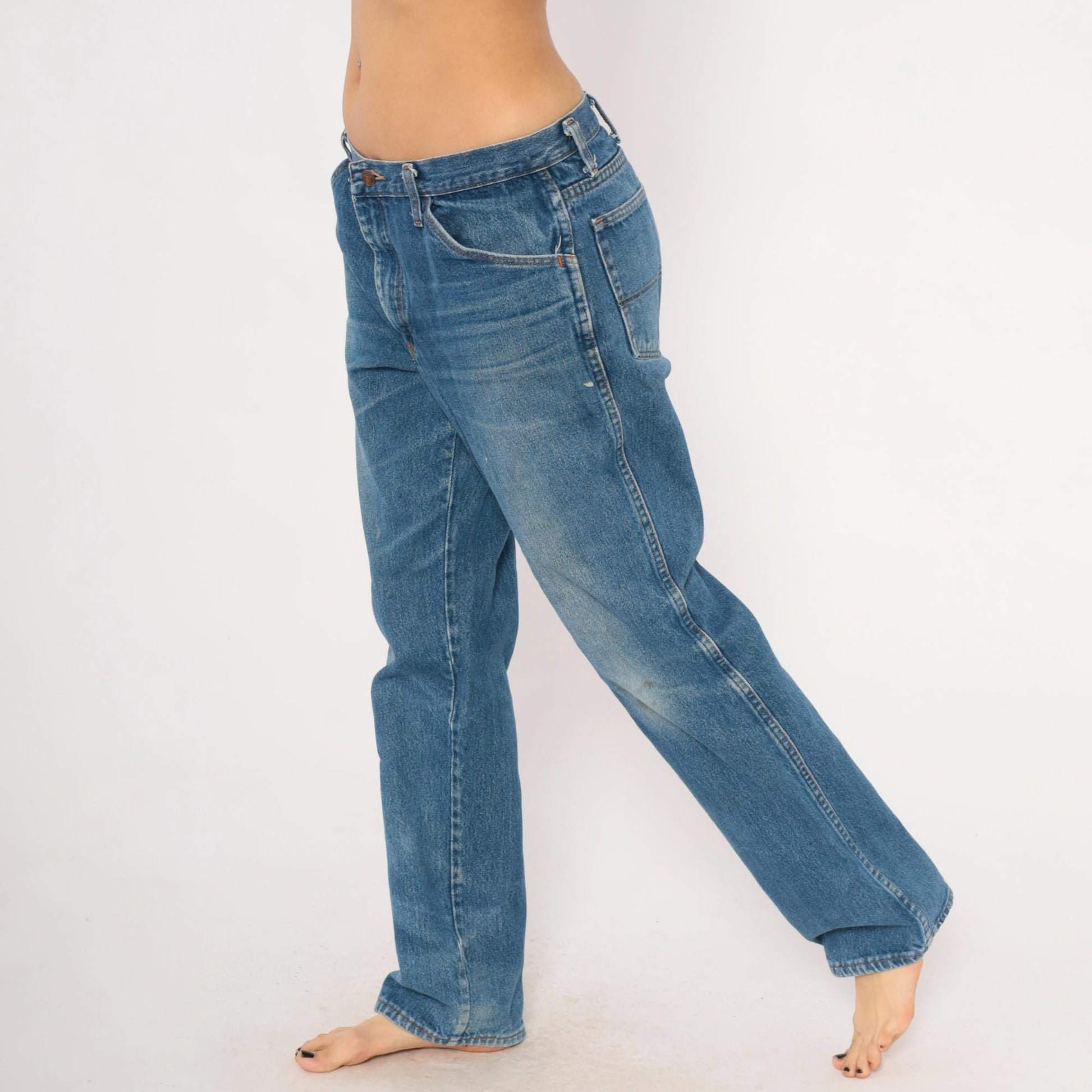 Red Kap Workwear Jeans 2000s Distressed Denim Straight Leg Blue Faded Wash Medium