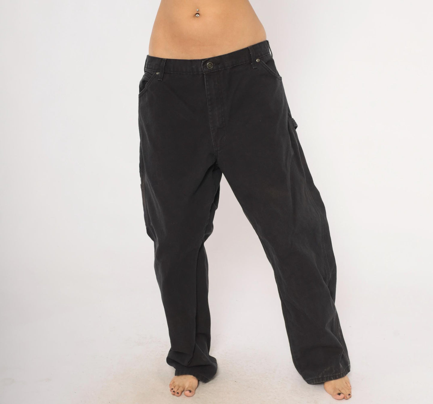 Y2K Dickies Carpenter Pants Black Cotton Canvas Relaxed Fit 40 x 30