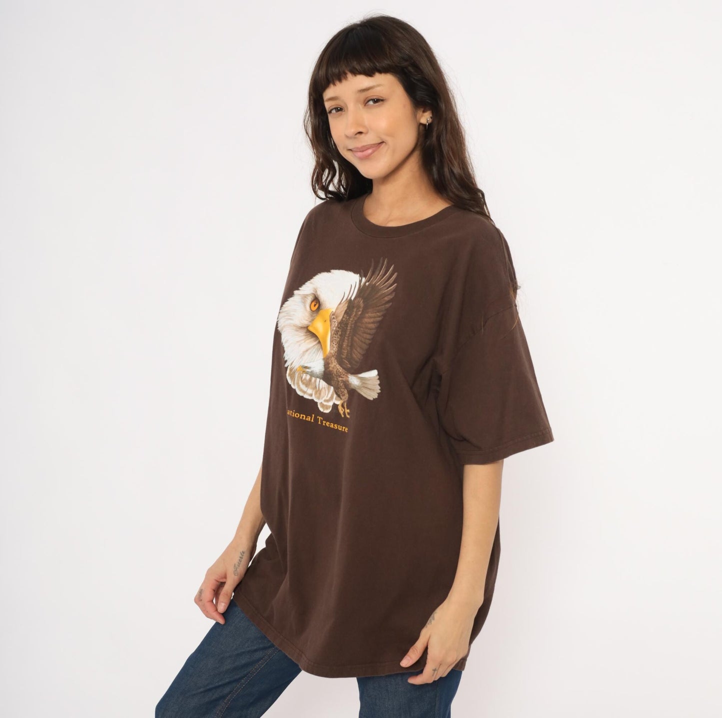 2000s Bald Eagle Nature Tee Ringspun Apparel Brown Cotton Graphic Shirt Extra Large XL