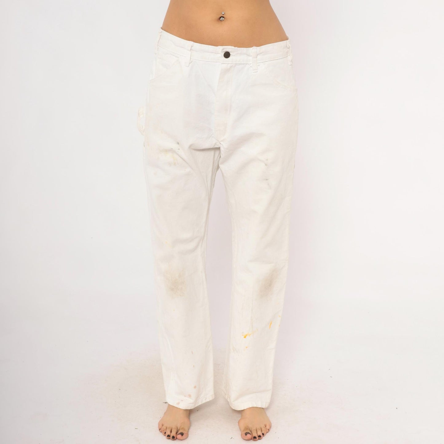 2000s Dickies Carpenter Pants White Cotton Sherwin Williams Workwear 34