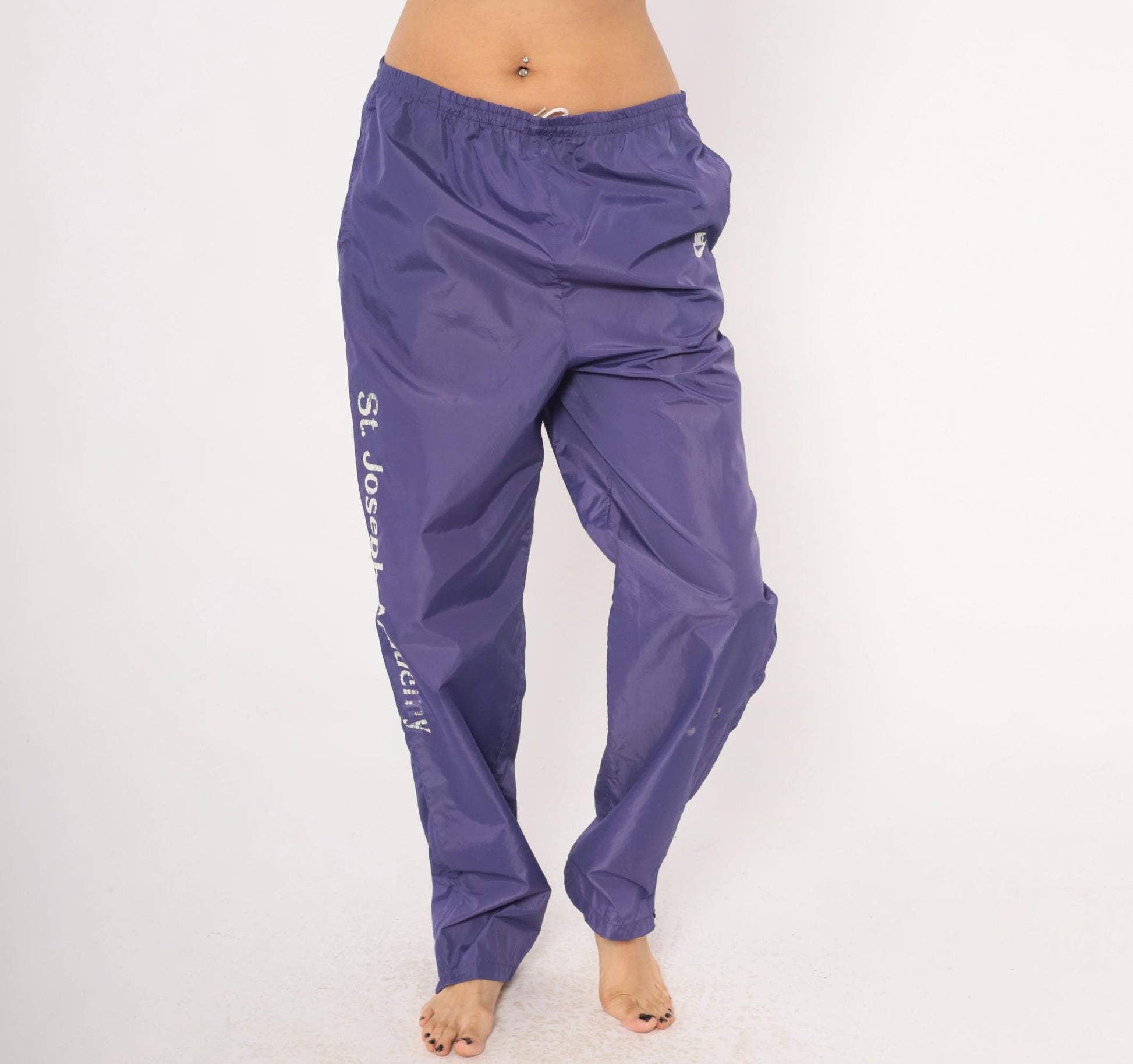 90s Nike Purple Nylon Windbreaker Pants Straight Leg Large L