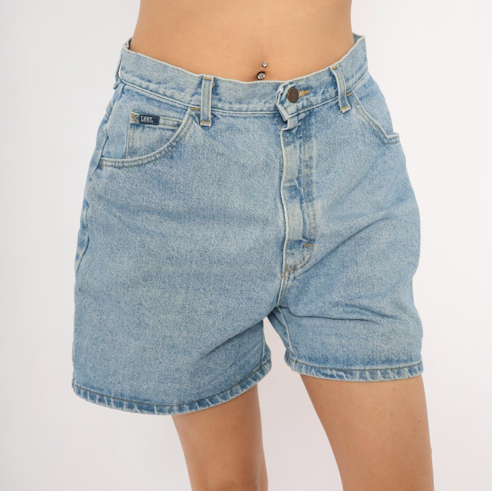90s Lee Light Wash Denim Shorts High Rise Relaxed Fit Women's 30