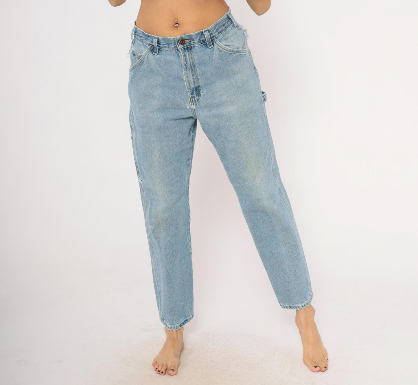 Dickies Carpenter Jeans 2000s Light Wash Straight Leg Distressed Denim Small