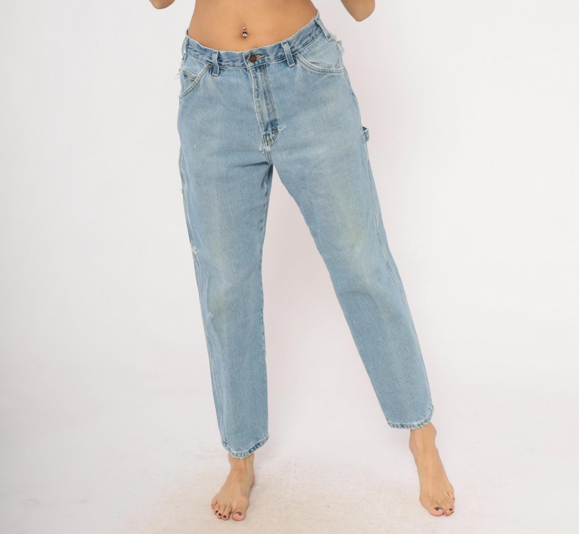 Dickies Carpenter Jeans 2000s Light Wash Straight Leg Distressed Denim Small