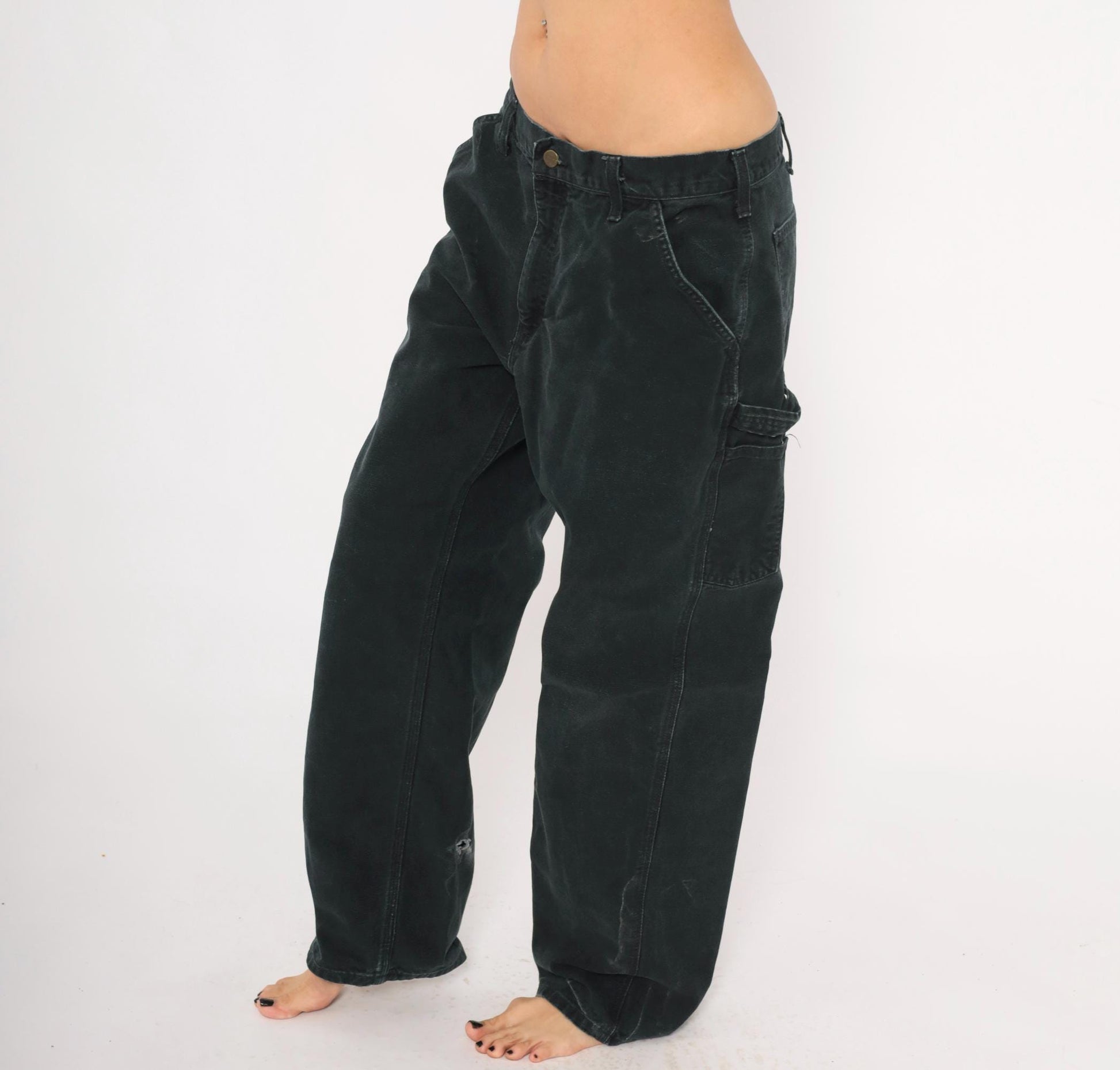 90s Carhartt Black Canvas Carpenter Pants Relaxed Straight Leg Large L