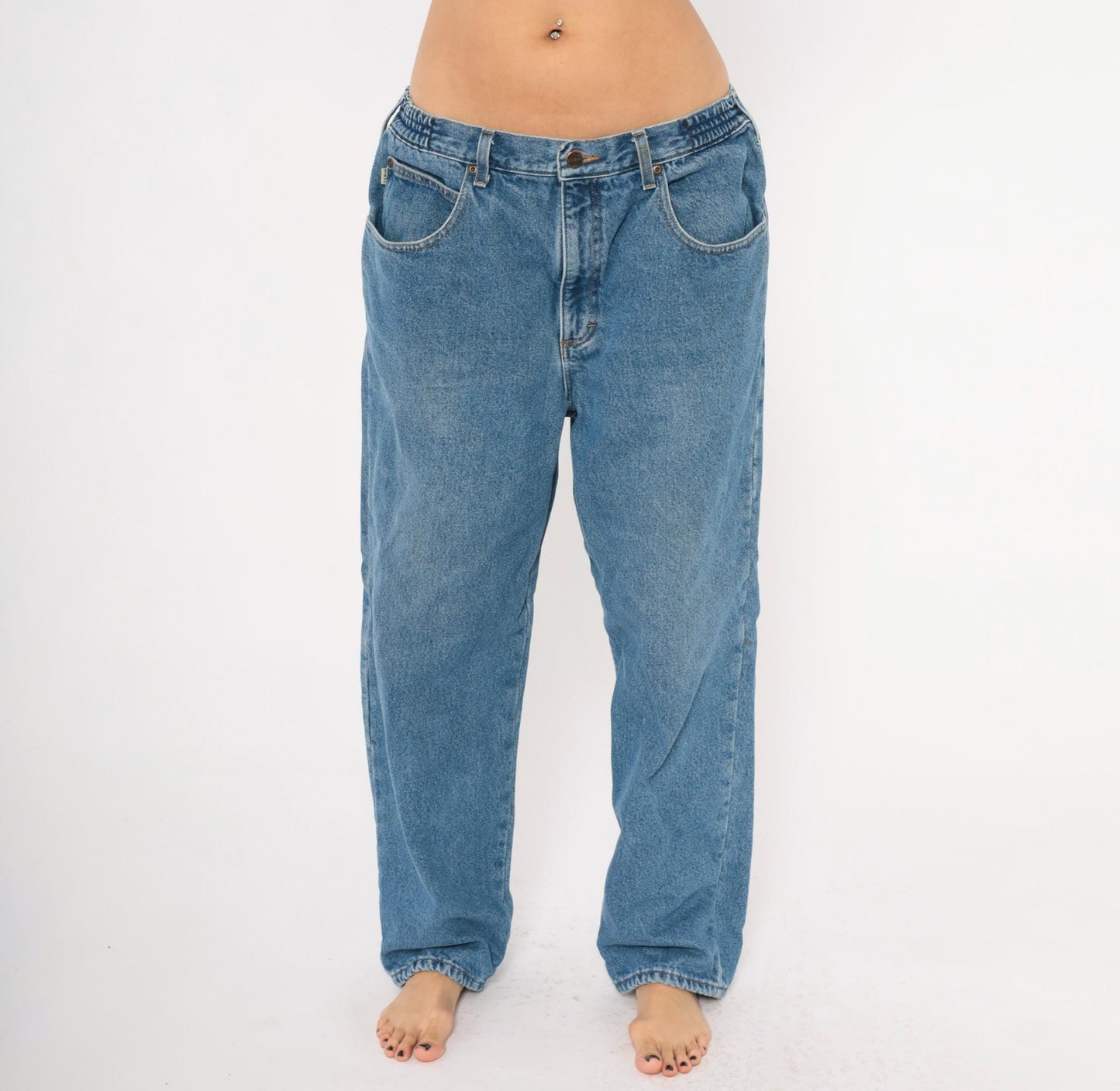 90s L.L.Bean Stonewash Denim Jeans Straight Leg Relaxed Fit Blue 36x29
