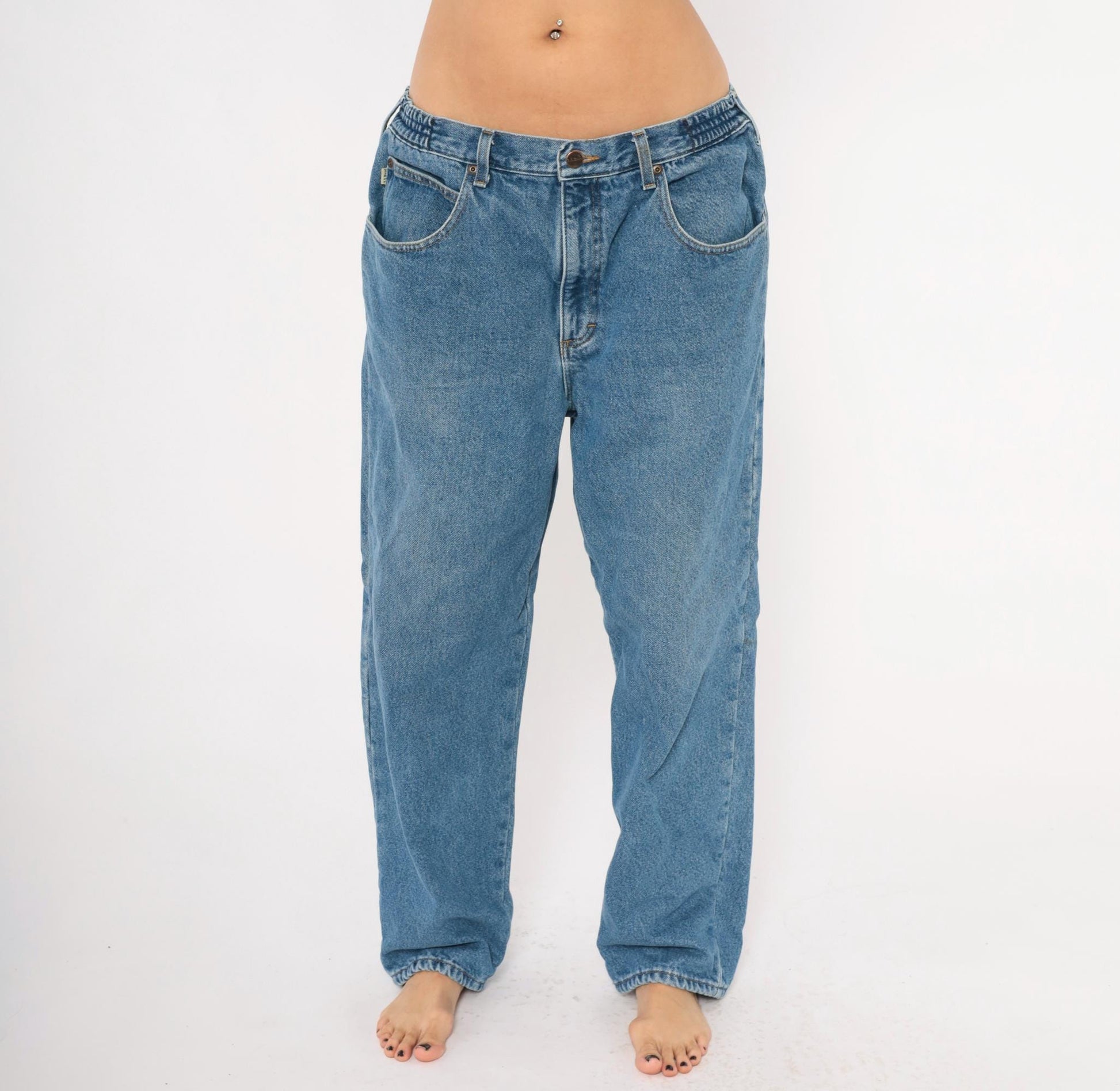 90s L.L.Bean Stonewash Denim Jeans Straight Leg Relaxed Fit Blue 36x29