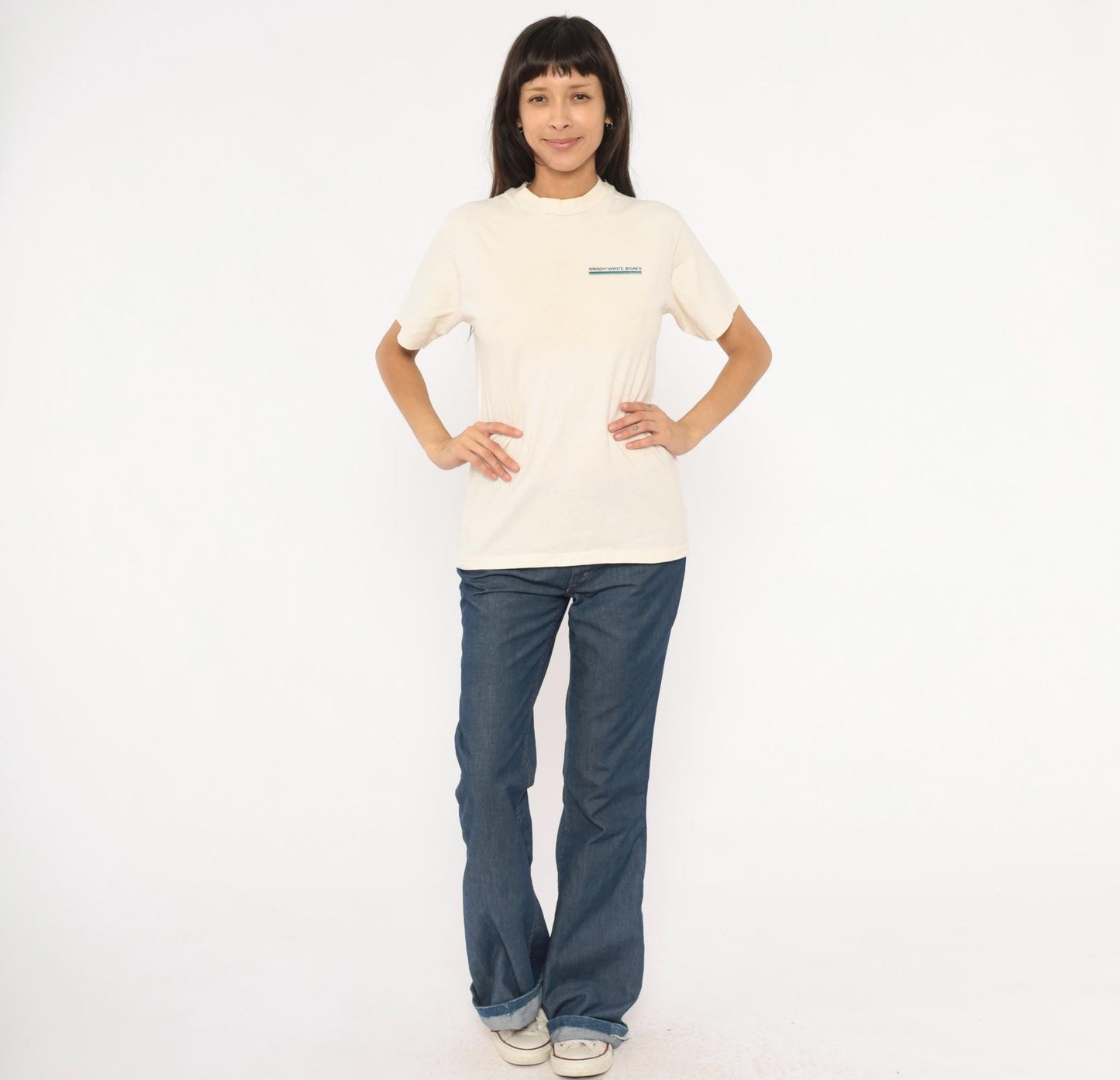 90s Grady-White Boats Sportfishing Graphic Tee Cream Cotton Medium M