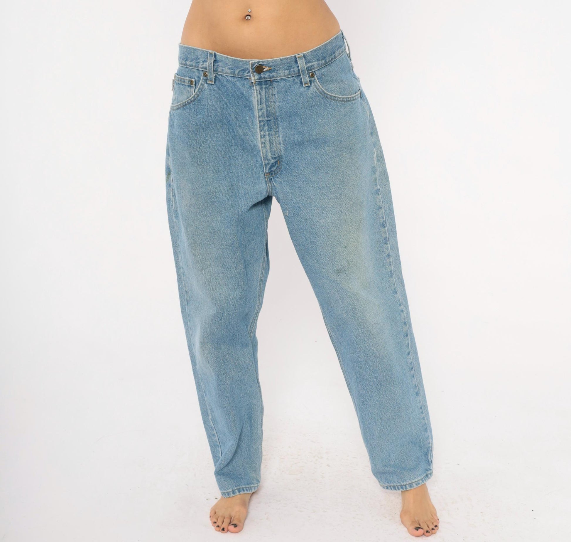 Carhartt Light Wash Denim Jeans 2000s Relaxed Straight Leg Cotton Workwear Extra Large XL