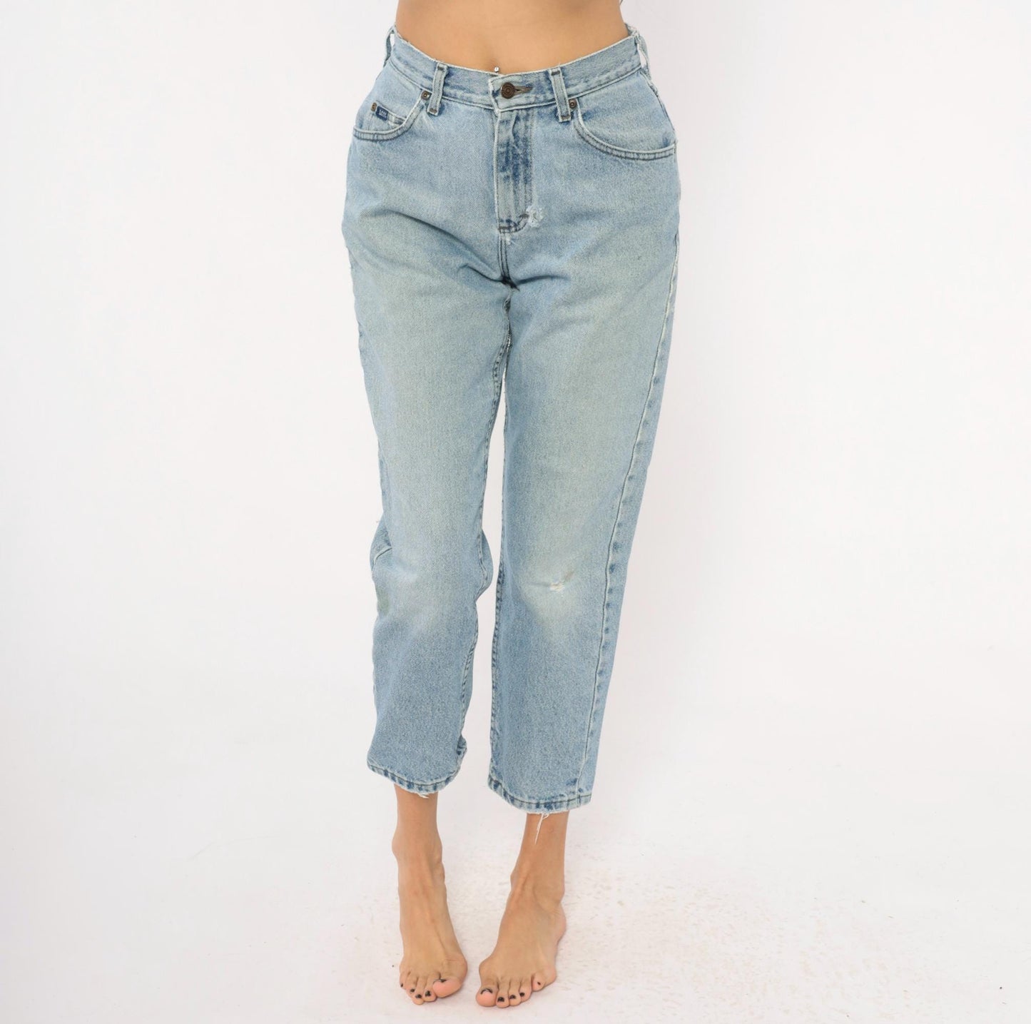 90s Lee Mom Jeans Light Wash High Waisted Tapered Denim Petite Small