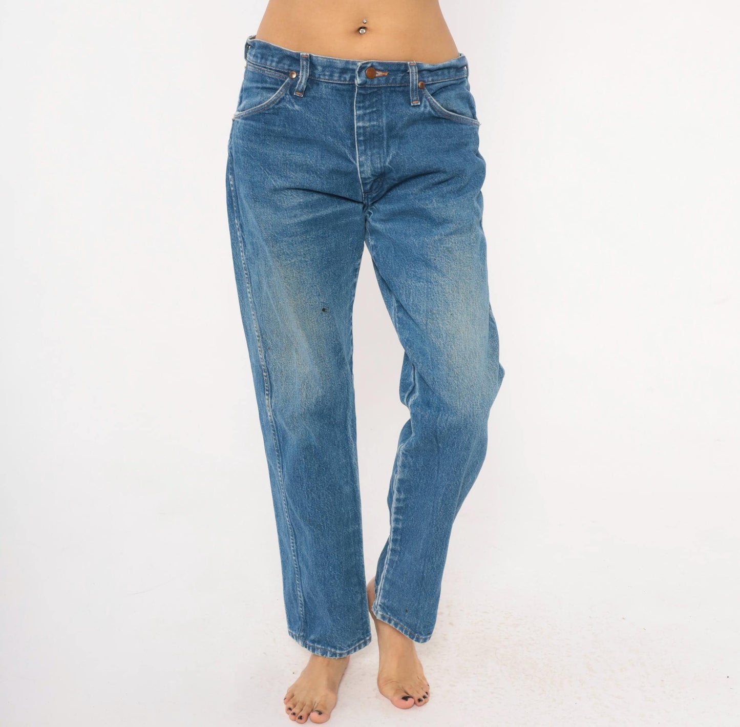 90s Wrangler Jeans Medium Wash Straight Leg Cotton Western Blue Medium M