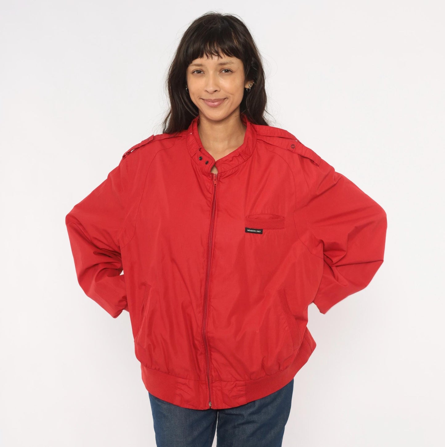 80s Members Only Red Bomber Jacket Café Racer Cotton Snap Collar Plus Size XXL