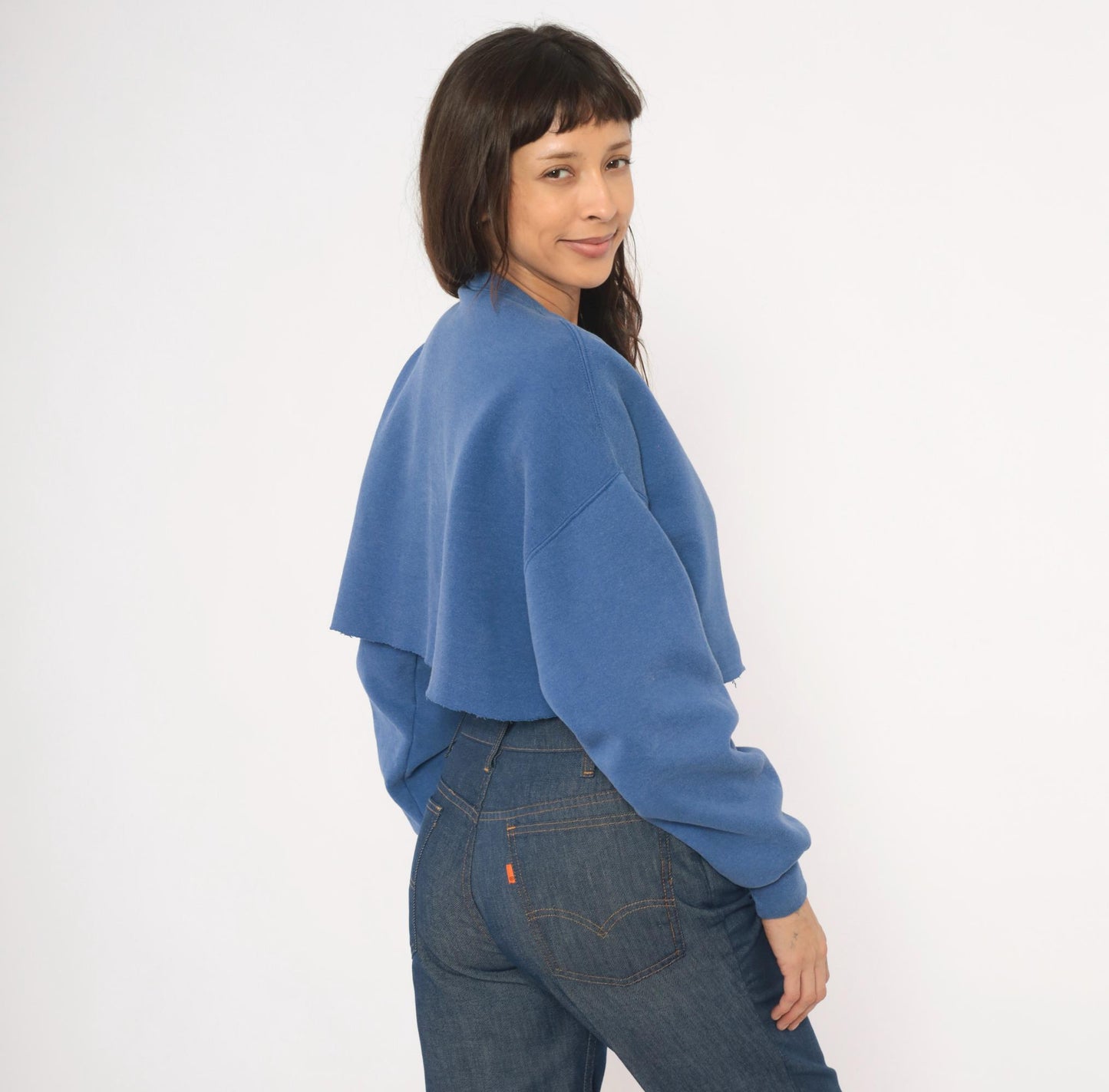 90s Jerzees Haven Hill Cropped Sweatshirt Cobalt Blue Graphic Crewneck Extra Large XL