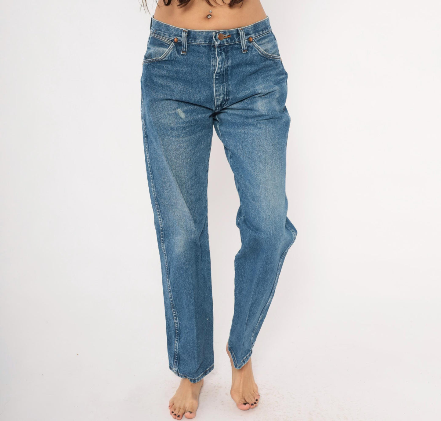 90s Wrangler Cowboy Cut Jeans Straight Leg Medium Wash High Rise Small