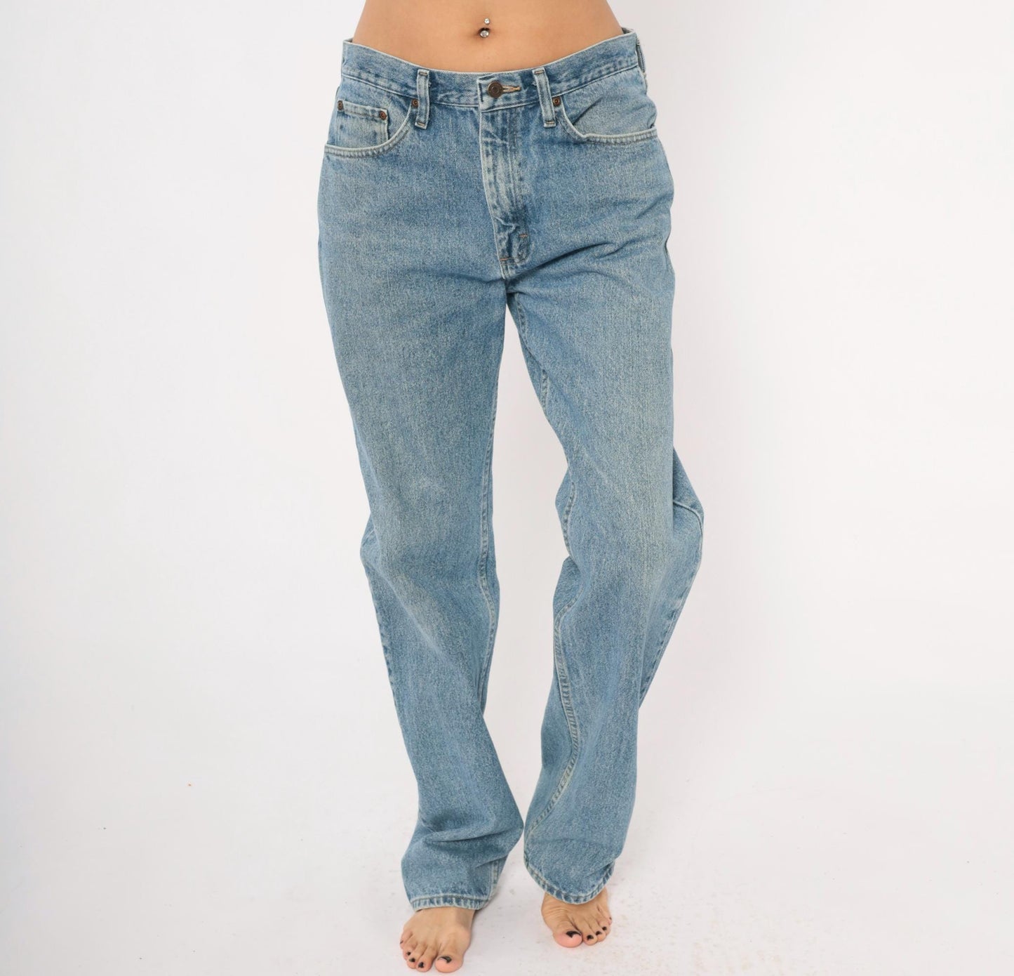 90s Wrangler Straight Leg Jeans Light Stonewash Blue Cotton 32x34