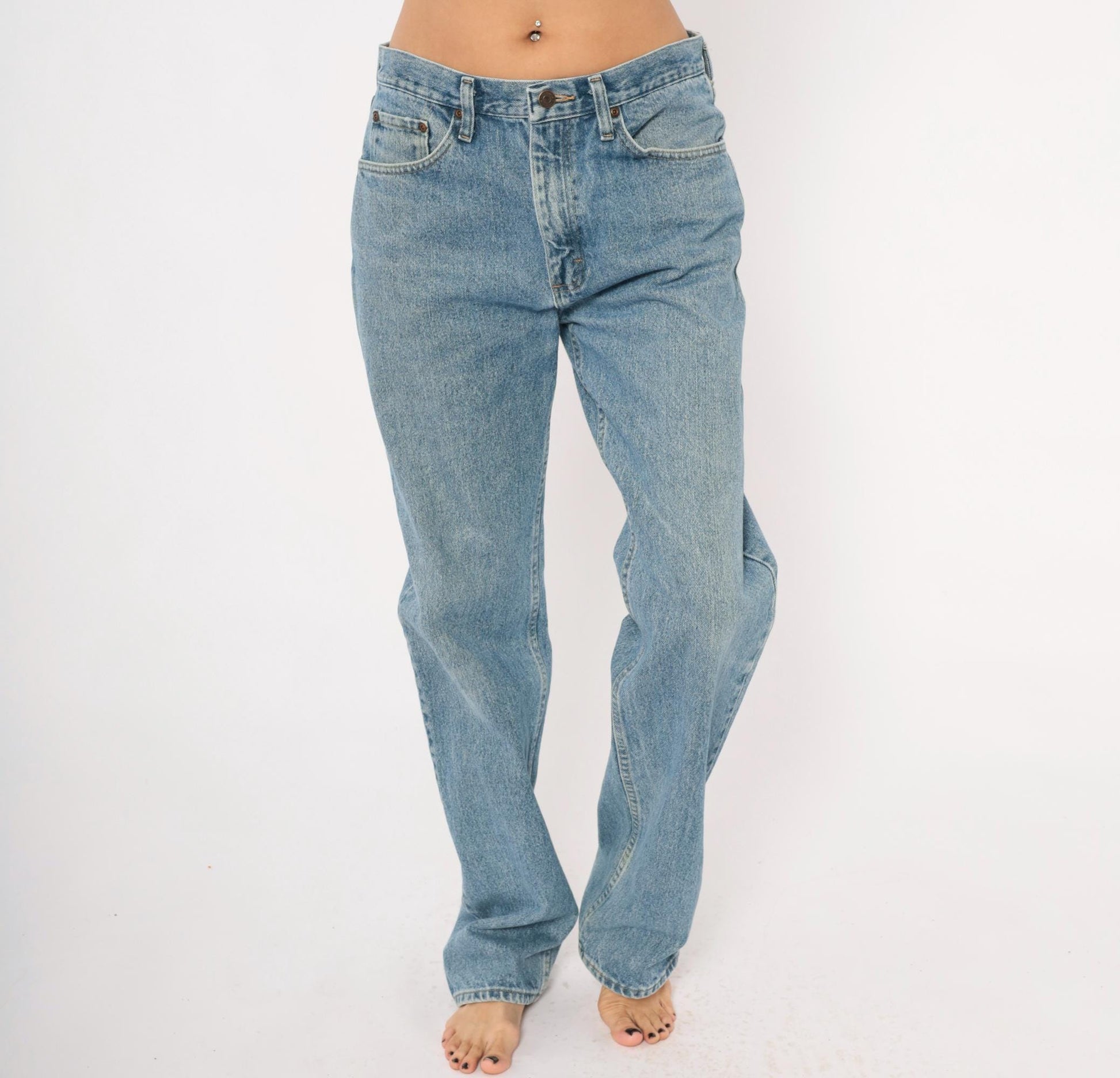 90s Wrangler Straight Leg Jeans Light Stonewash Blue Cotton 32x34