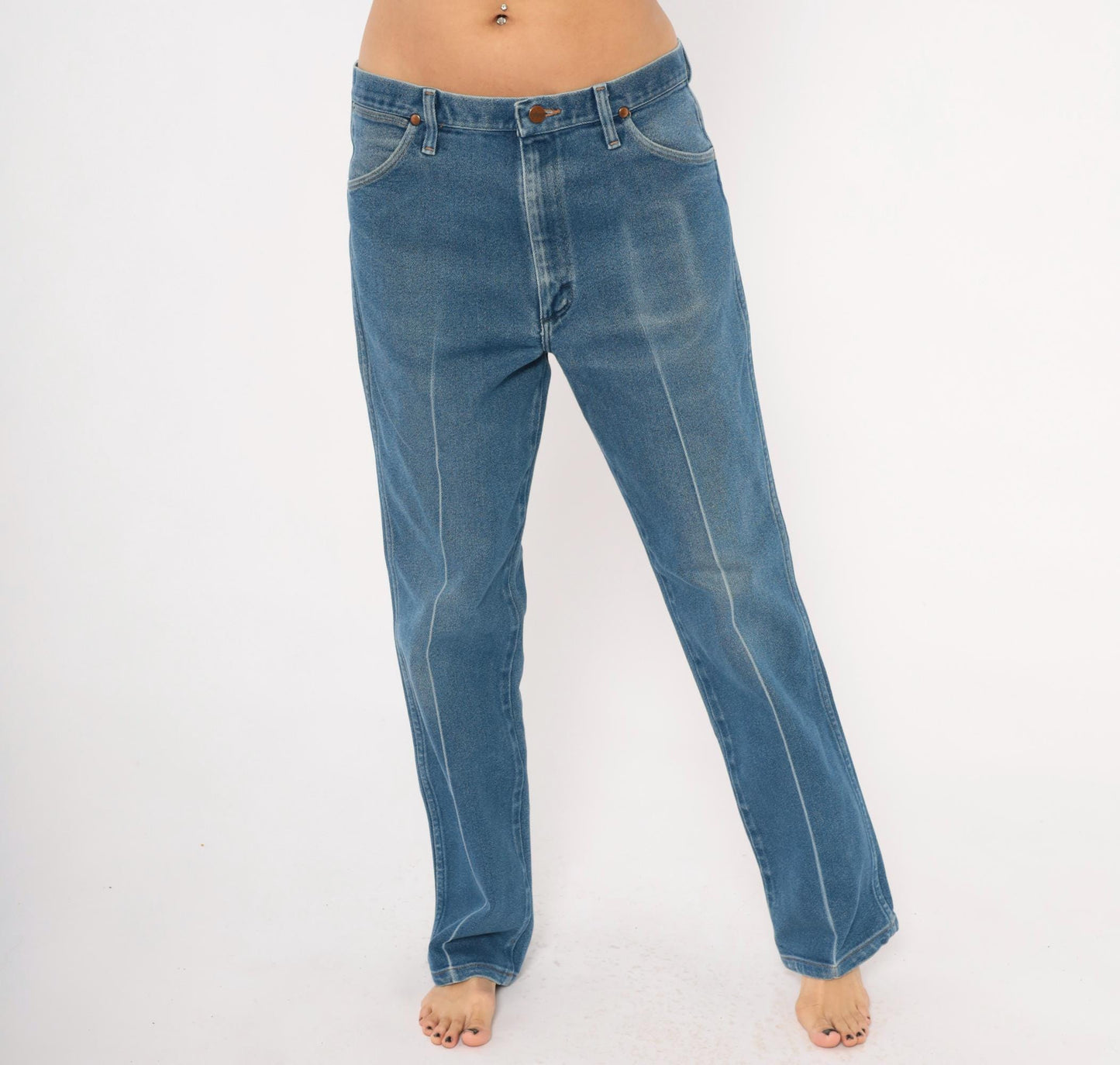 90s Wrangler Straight Leg Jeans Medium Wash Denim Blue Cotton 35 x 32