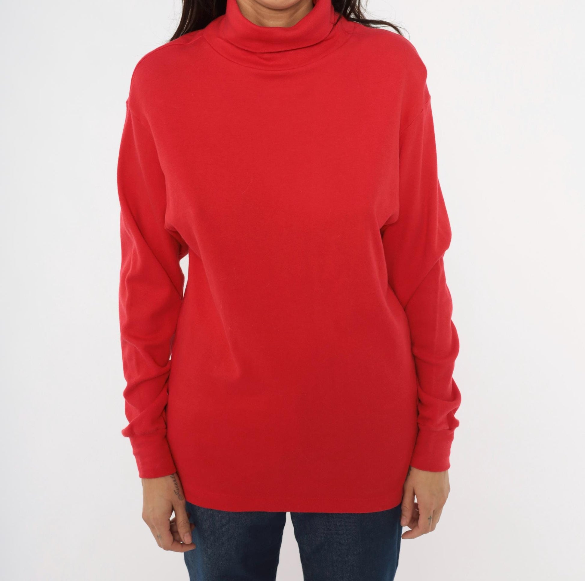 90s The Eagle's Eye Red Turtleneck Cotton Pullover Tunic Large XL