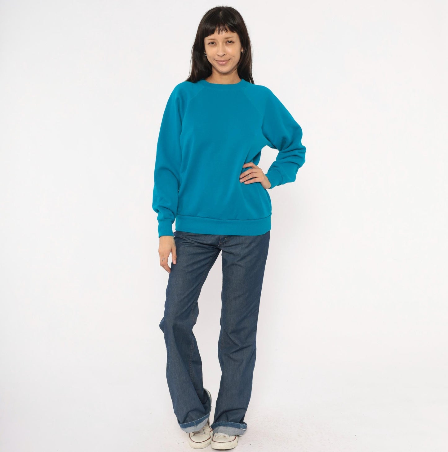 80s Pannil Teal Raglan Sweatshirt Crewneck Pullover Extra Large XL