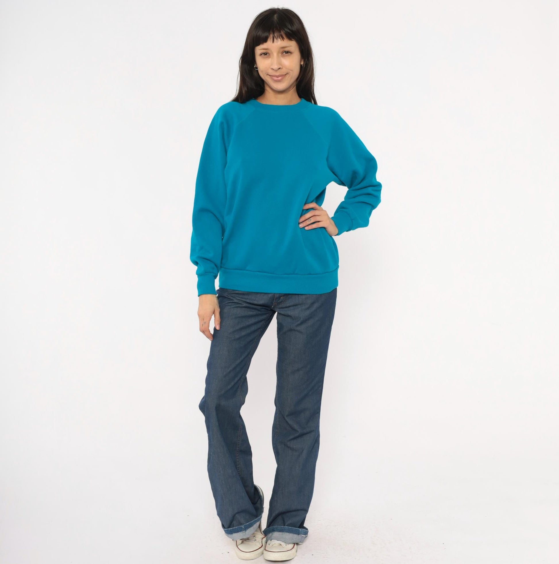 80s Pannil Teal Raglan Sweatshirt Crewneck Pullover Extra Large XL