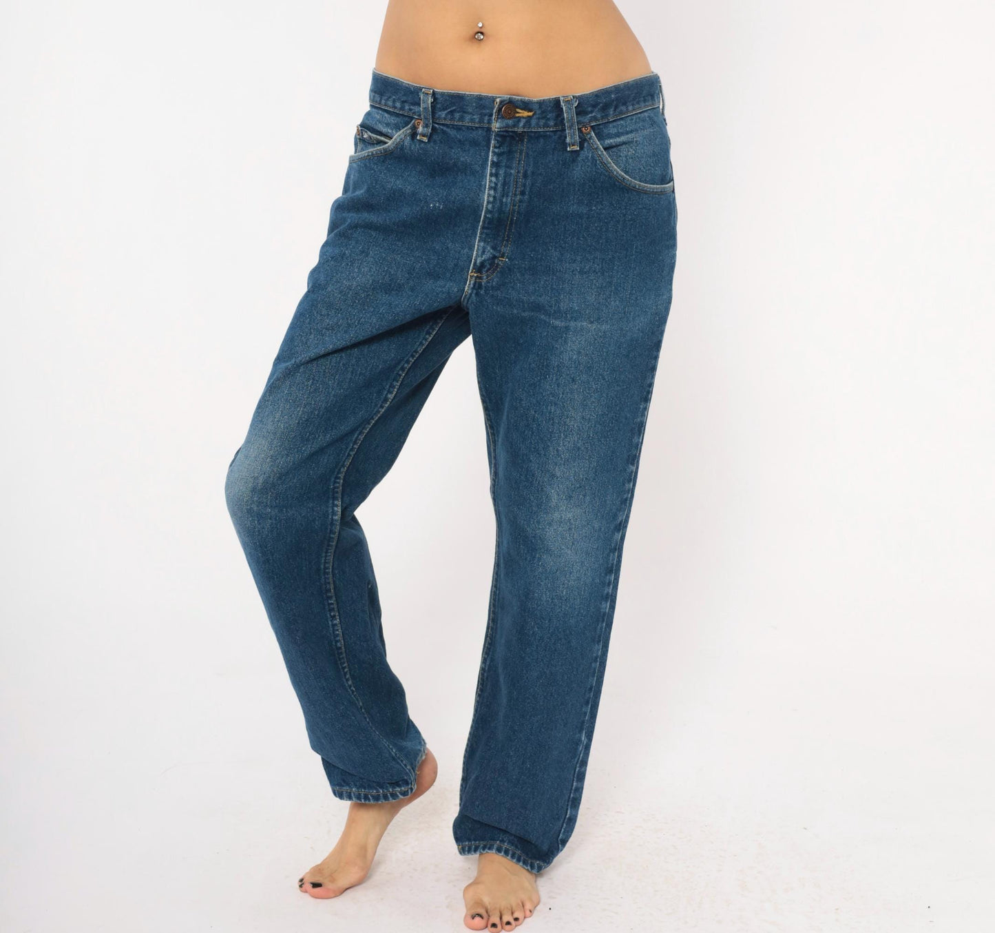 90s Lee Straight Leg Jeans Medium Wash Denim Cotton Large L