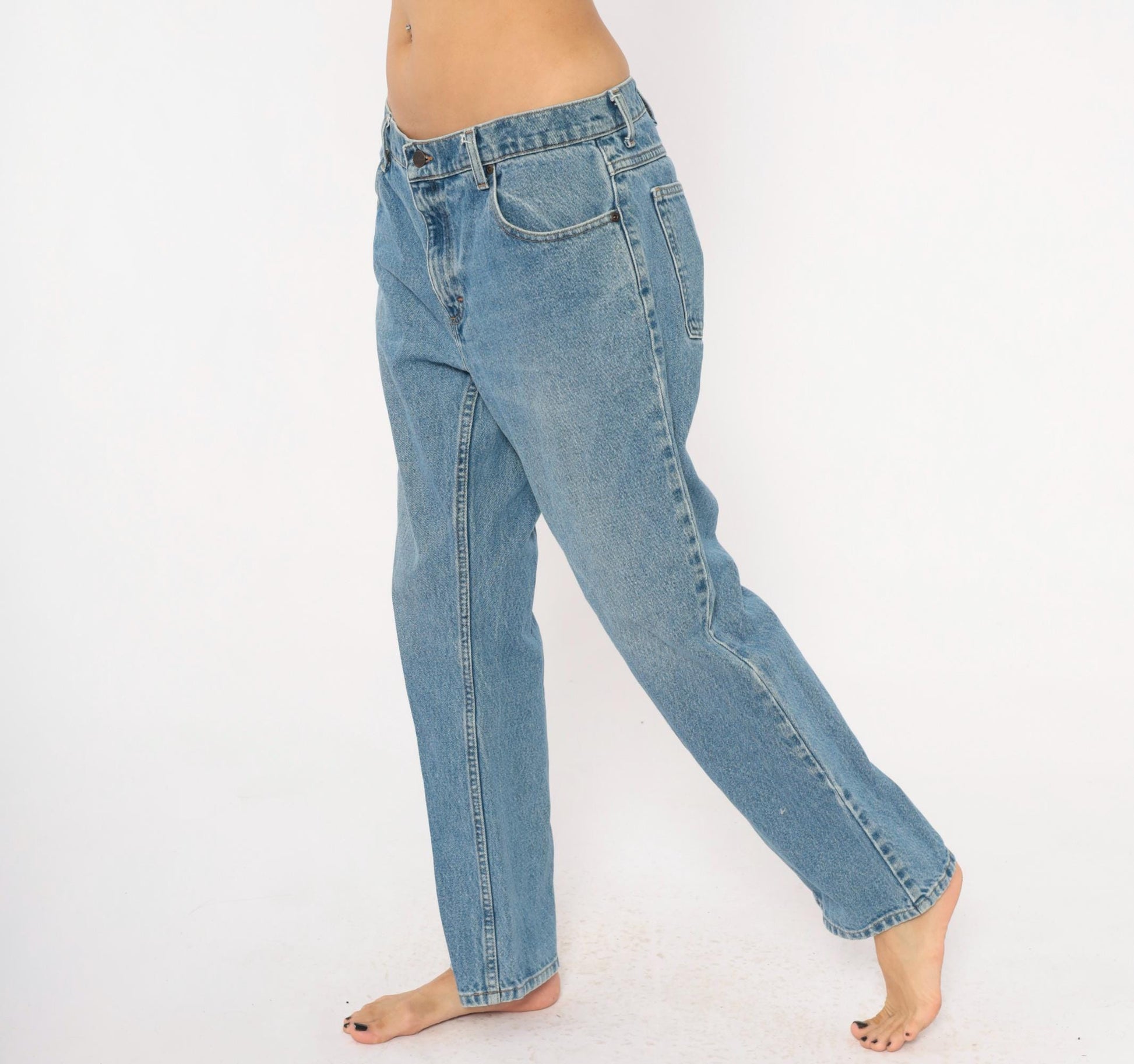 L.L. Bean Straight Leg Jeans 90s Medium Wash Denim Blue Cotton 35x29