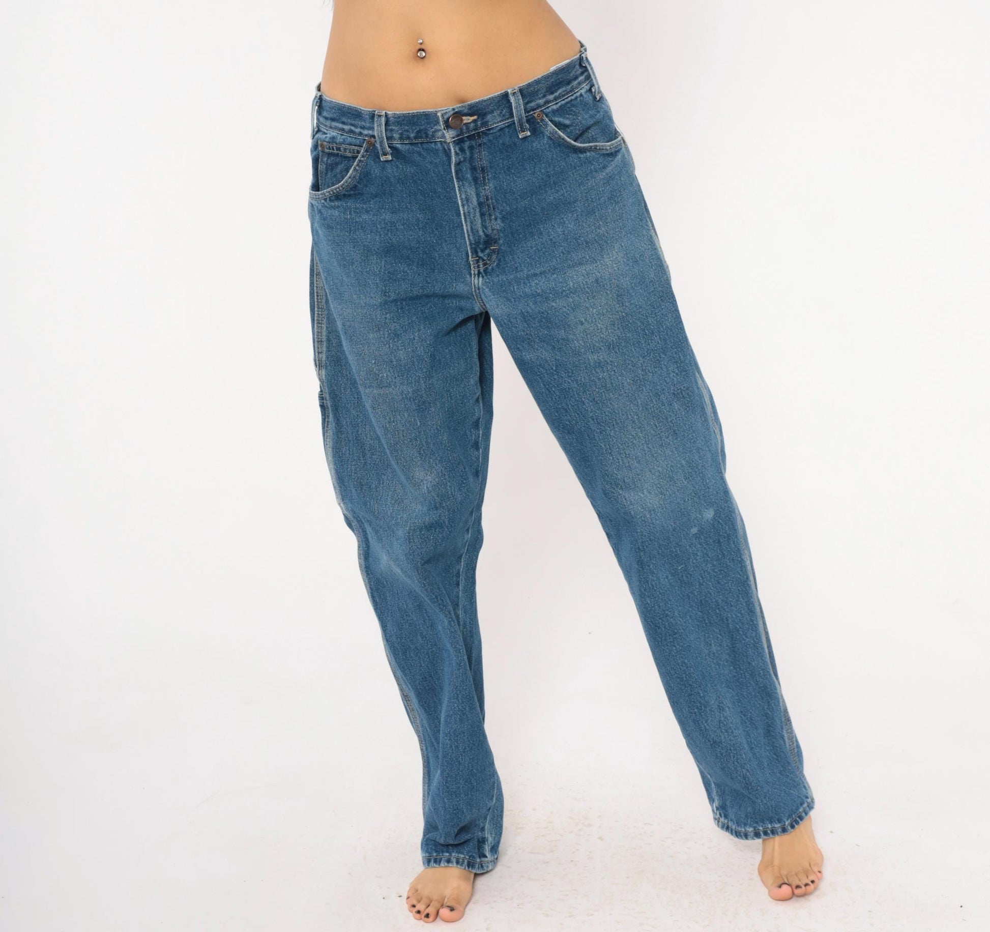 Dickies Carpenter Jeans 90s Cobalt Blue Denim Straight Leg Utility 33x32