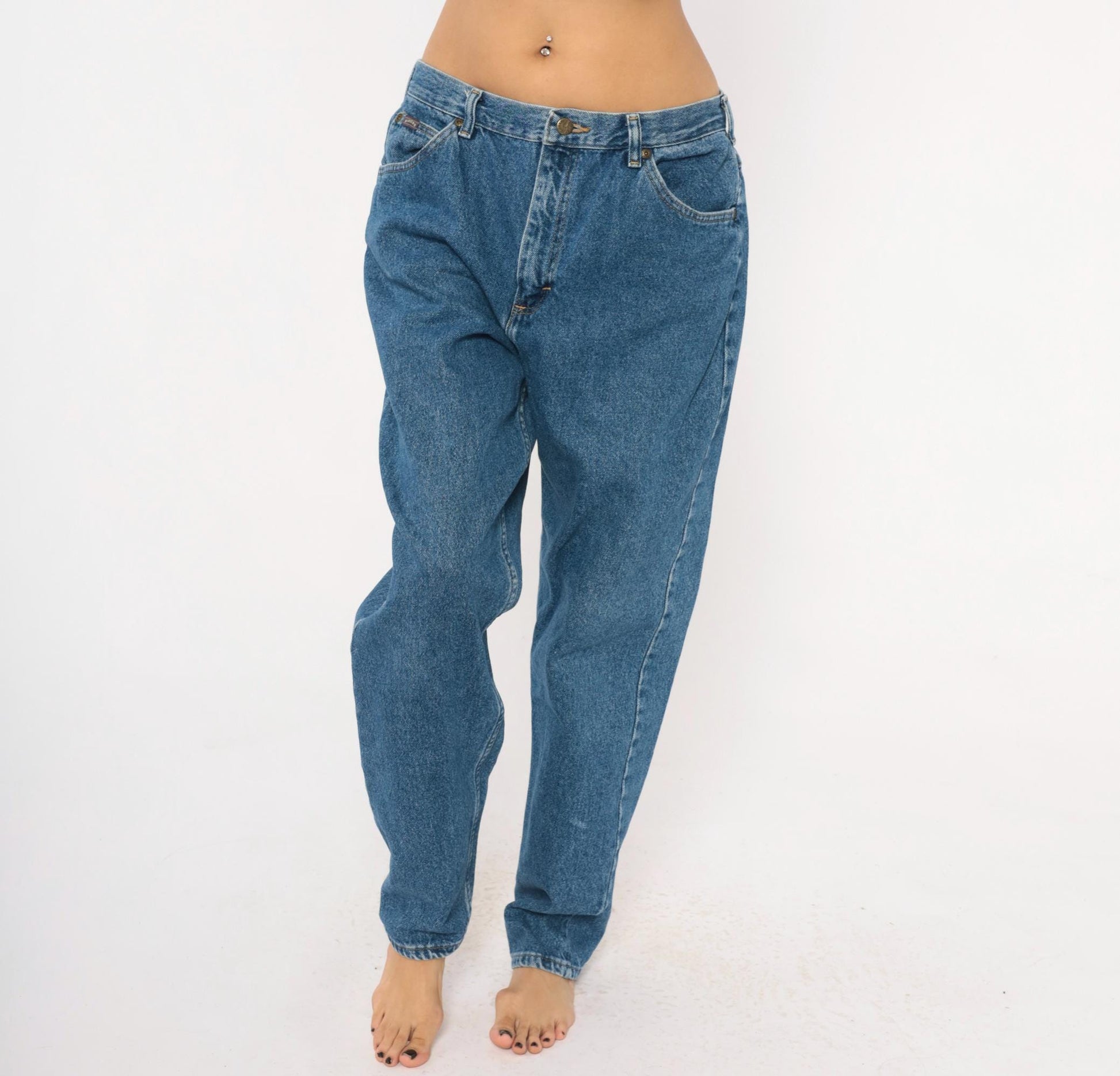 90s Riders Mom Jeans High Waisted Stonewash Blue Denim Straight Leg Medium M